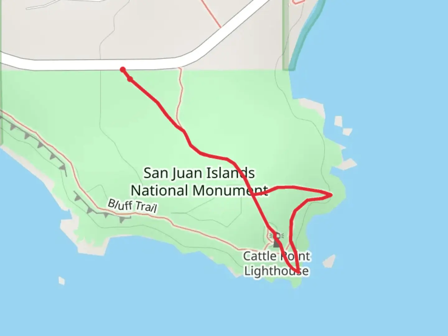 An image depicting the trail San Juan Islands National Monument and its surrounding area.