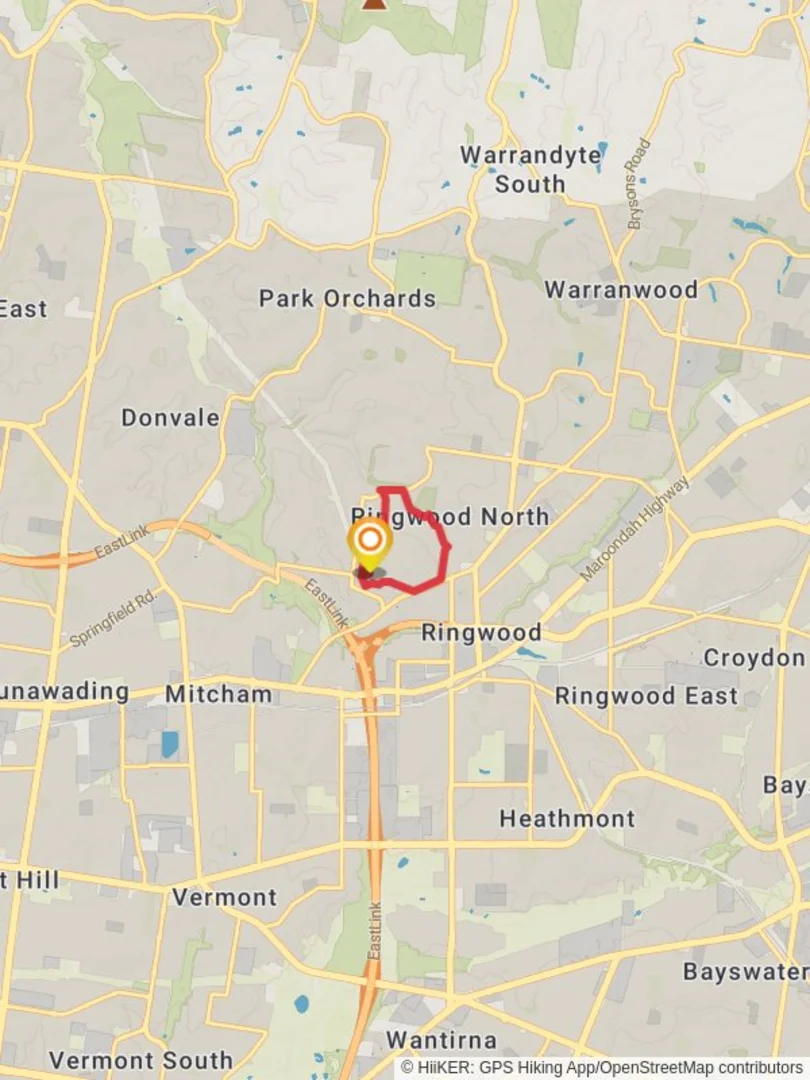 An image depicting the trail Ringwood Heights Walking Route and its surrounding area.