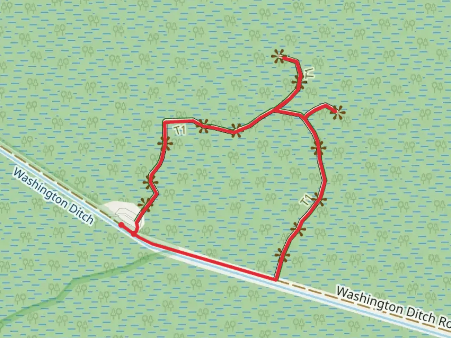 An image depicting the trail Washington Ditch Boardwalk Loop and its surrounding area.