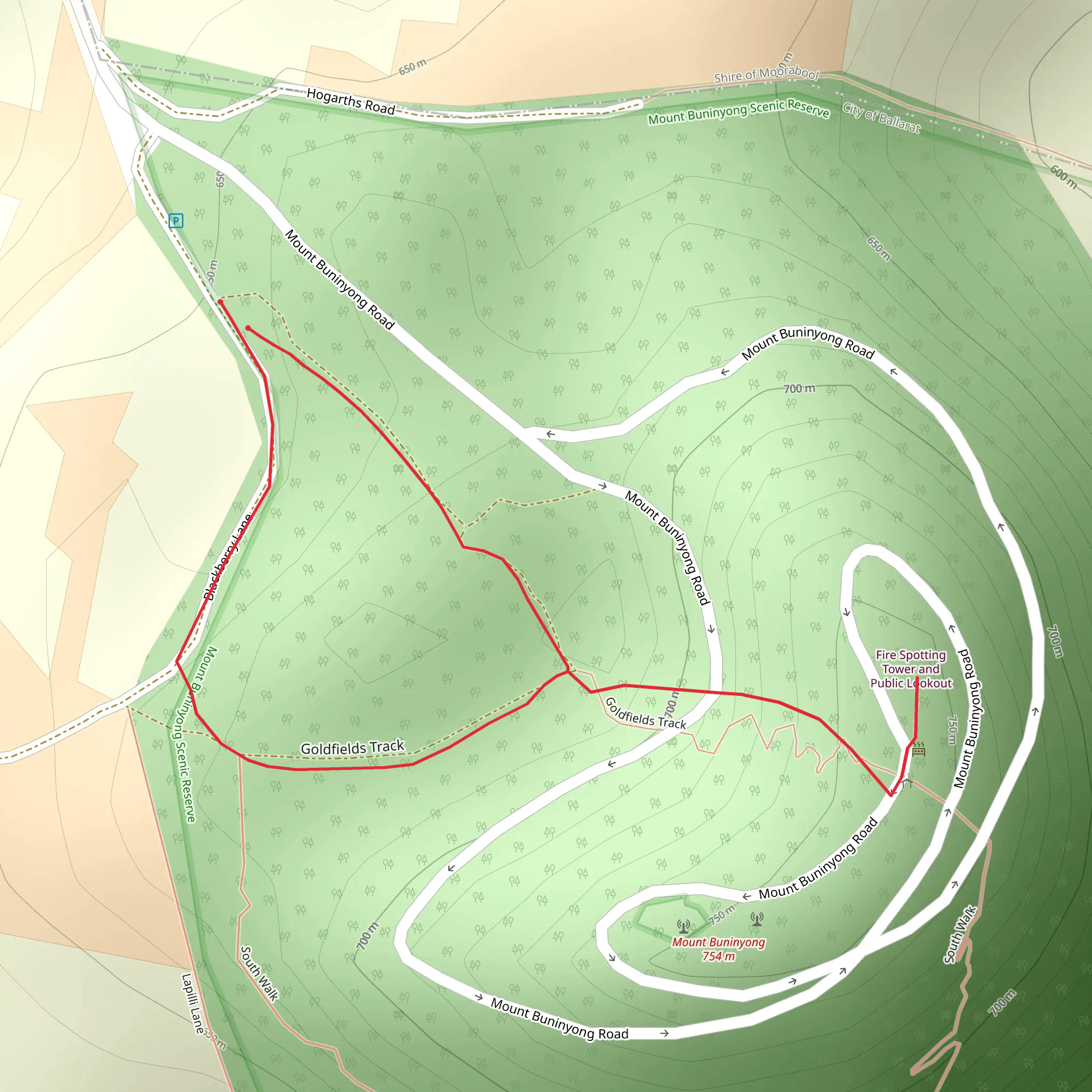 Mount Buninyong - Zigzag Summit Trail mobile static map