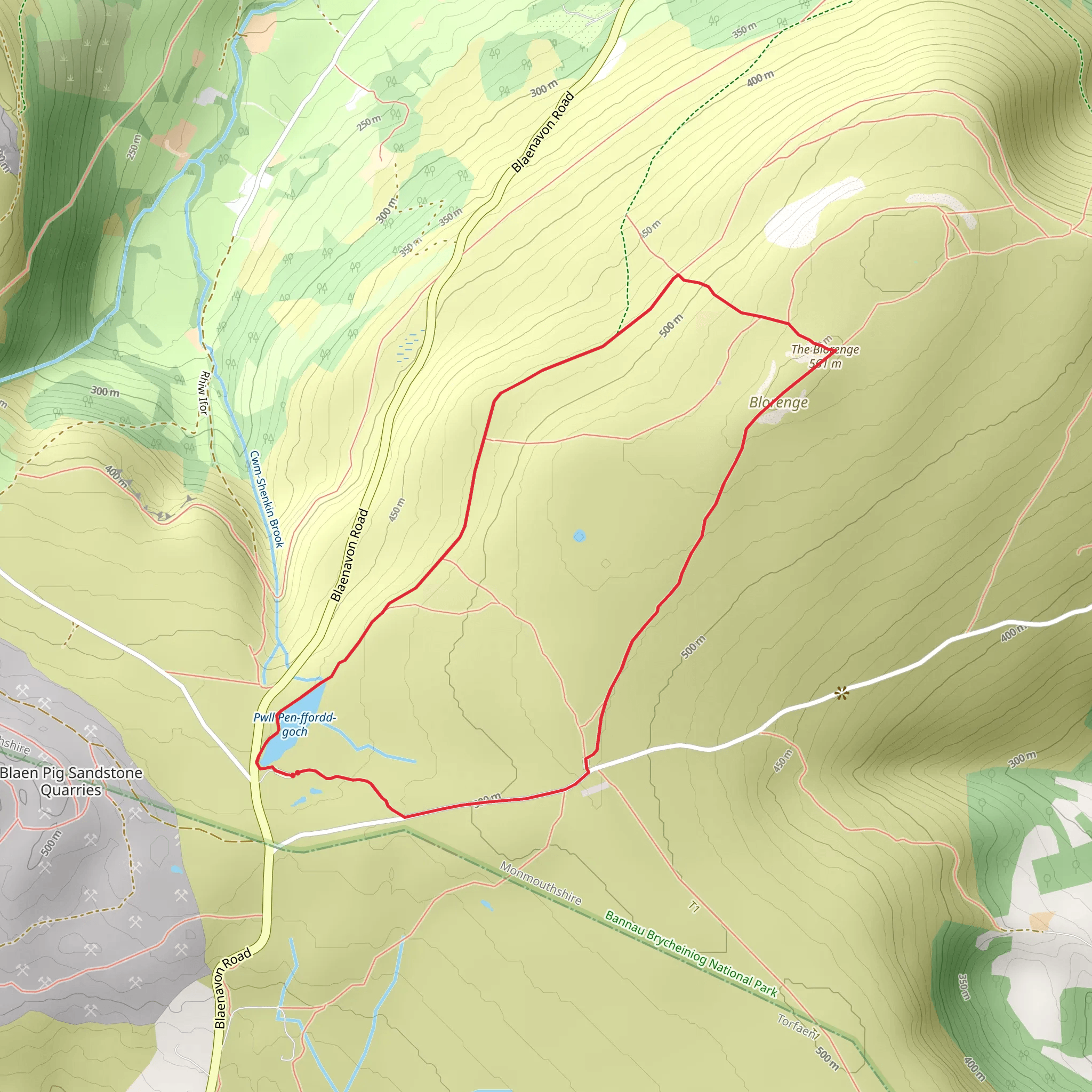 Keepers Pond to Blorenge mobile static map