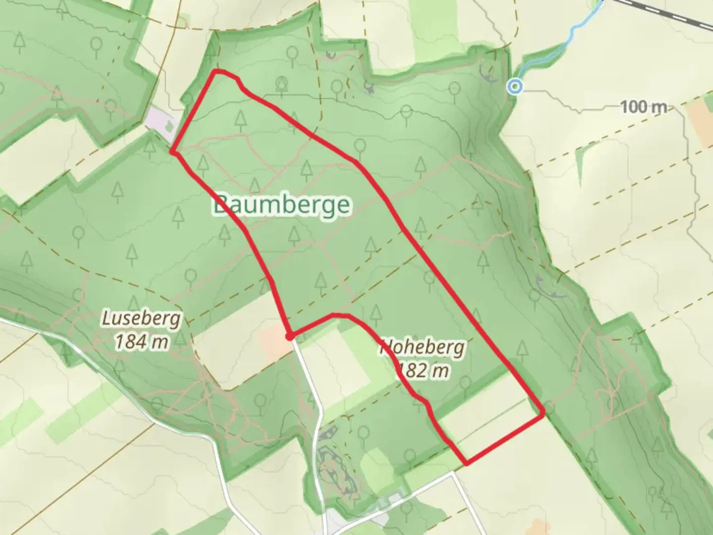An image depicting the trail Hoheberg Loop via Billerbeck and its surrounding area.