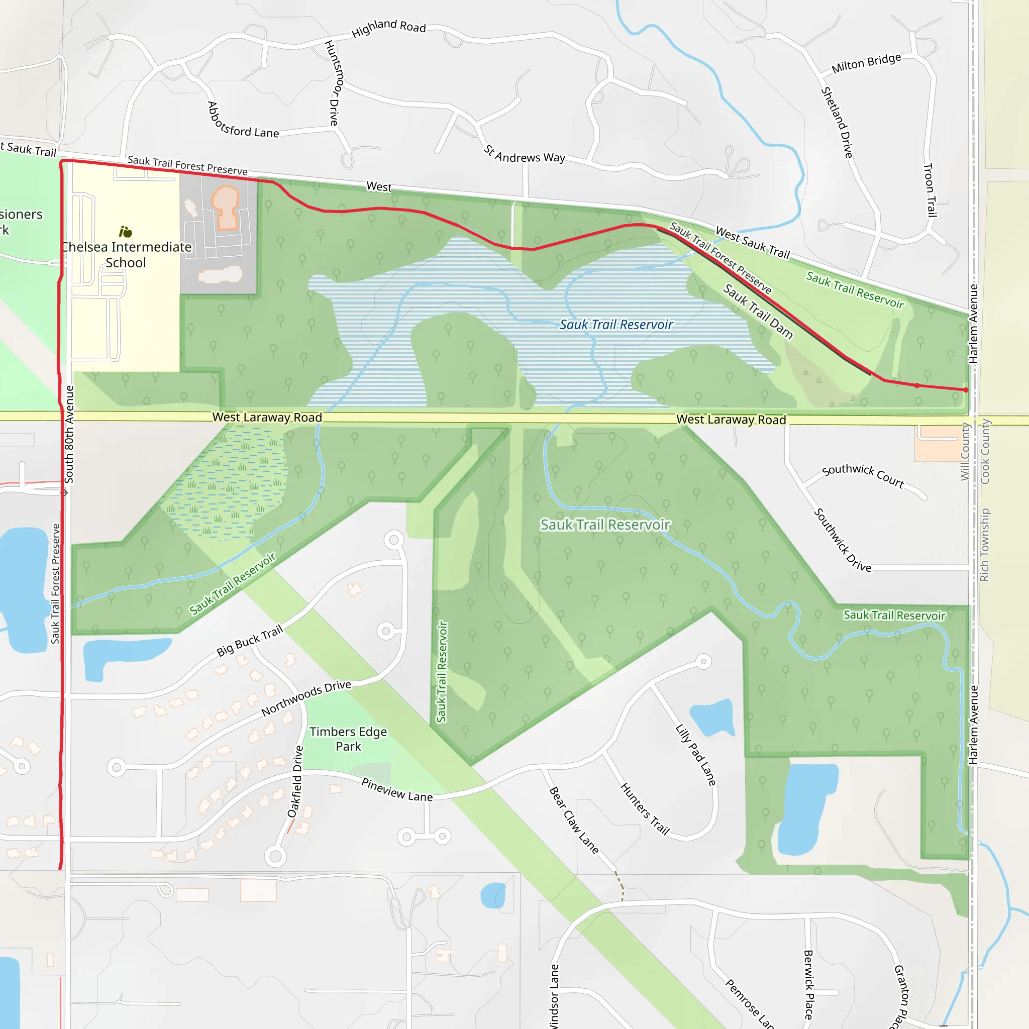 Sauk Trail Forest Preserve mobile static map