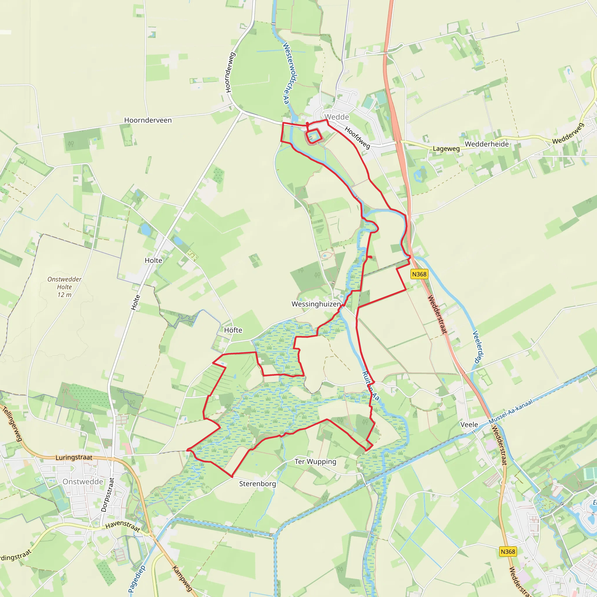 Burcht Wedde via Noaberpad and Westerwolderpad mobile static map