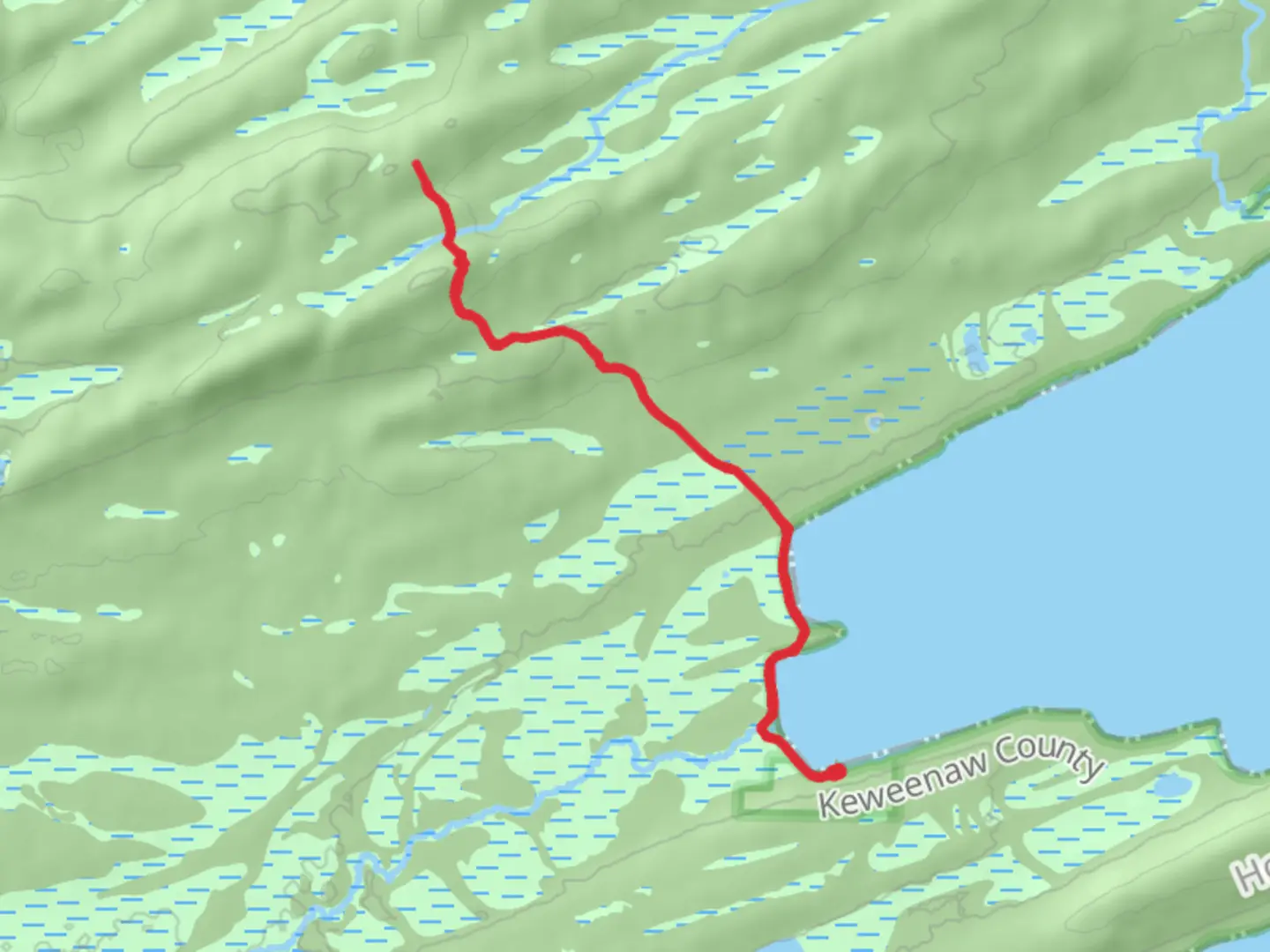 An image depicting the trail Island Mine Trail and its surrounding area.