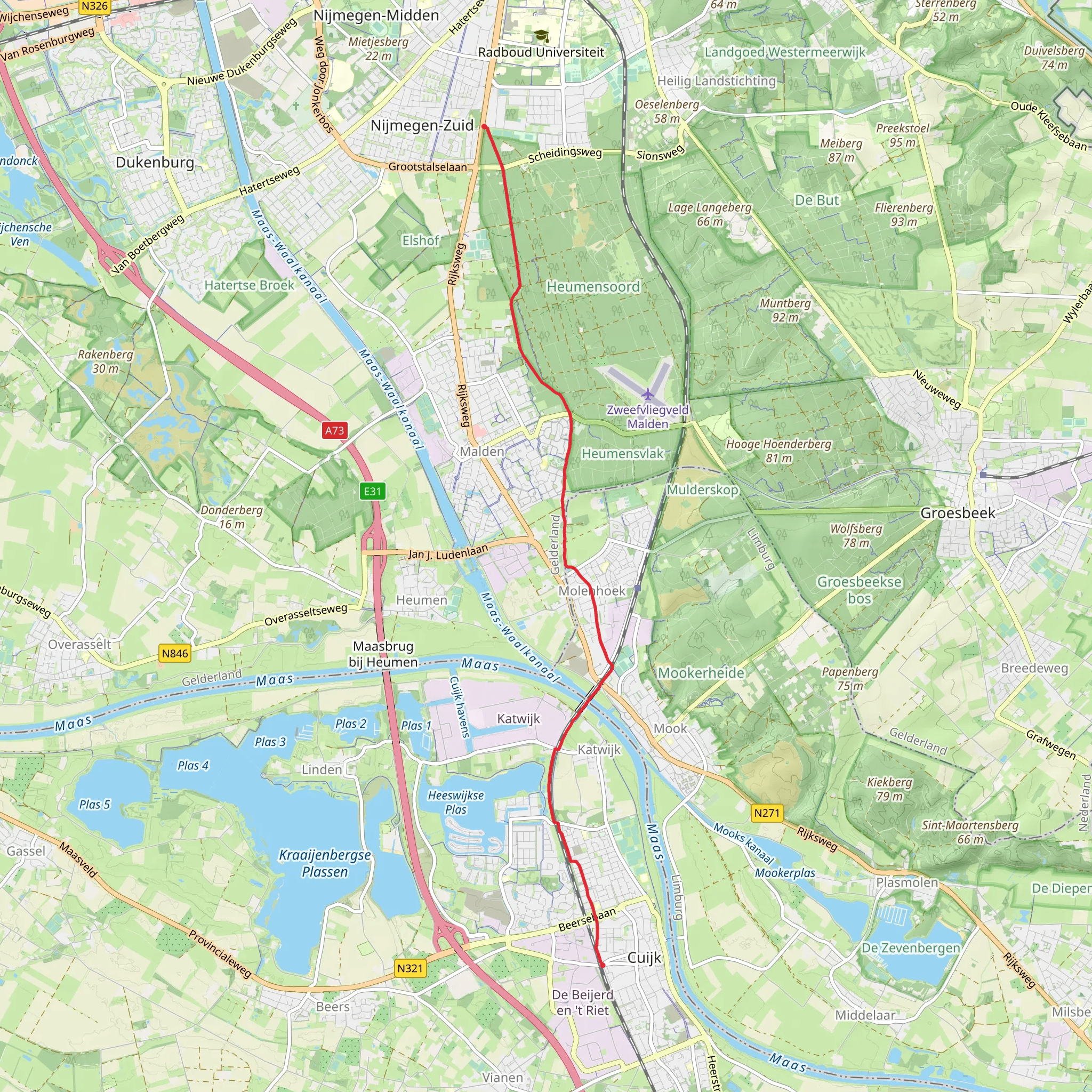 Witteweg, Bos Weg and Schutterspad mobile static map