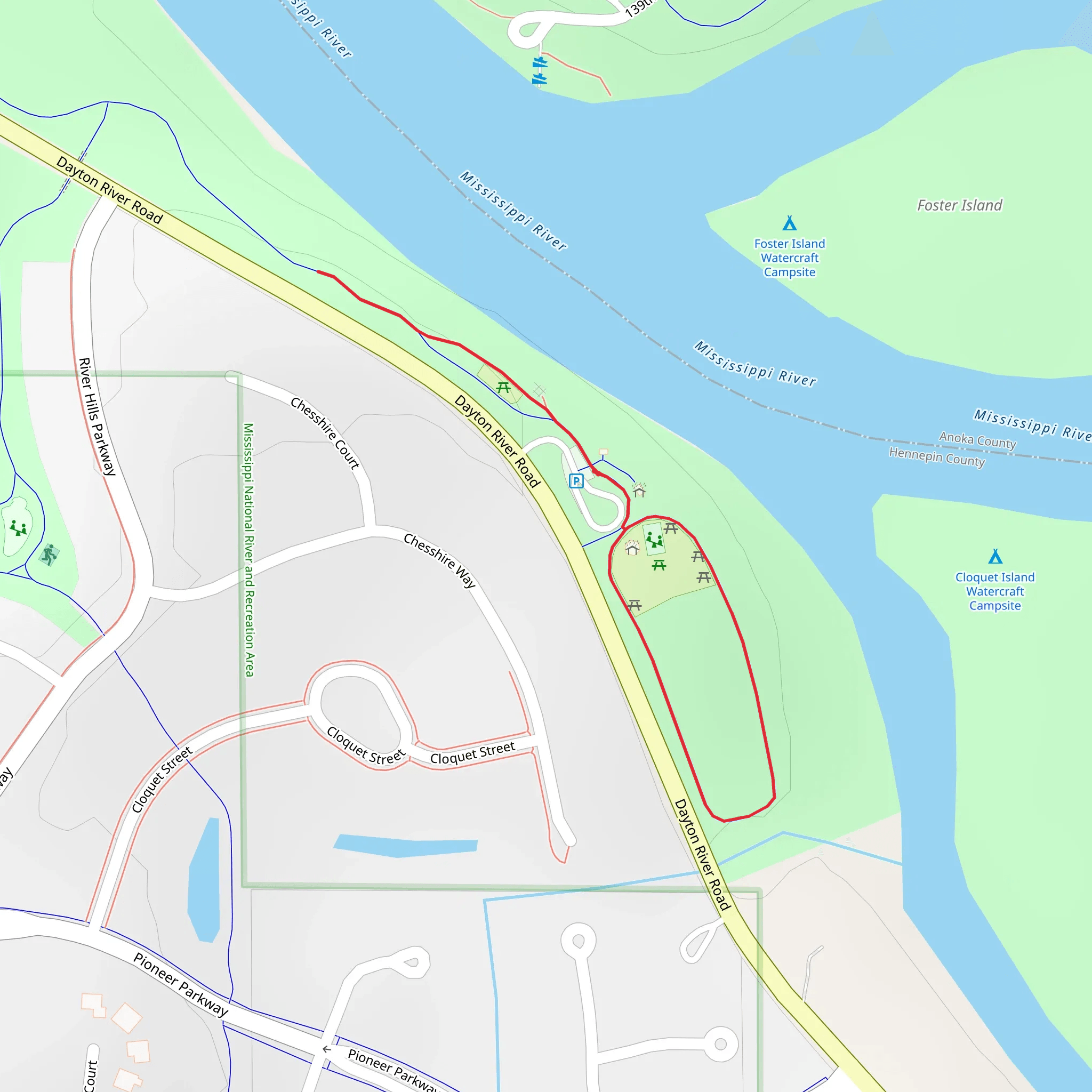 Cloquet Island Scenic Overlook Loop mobile static map