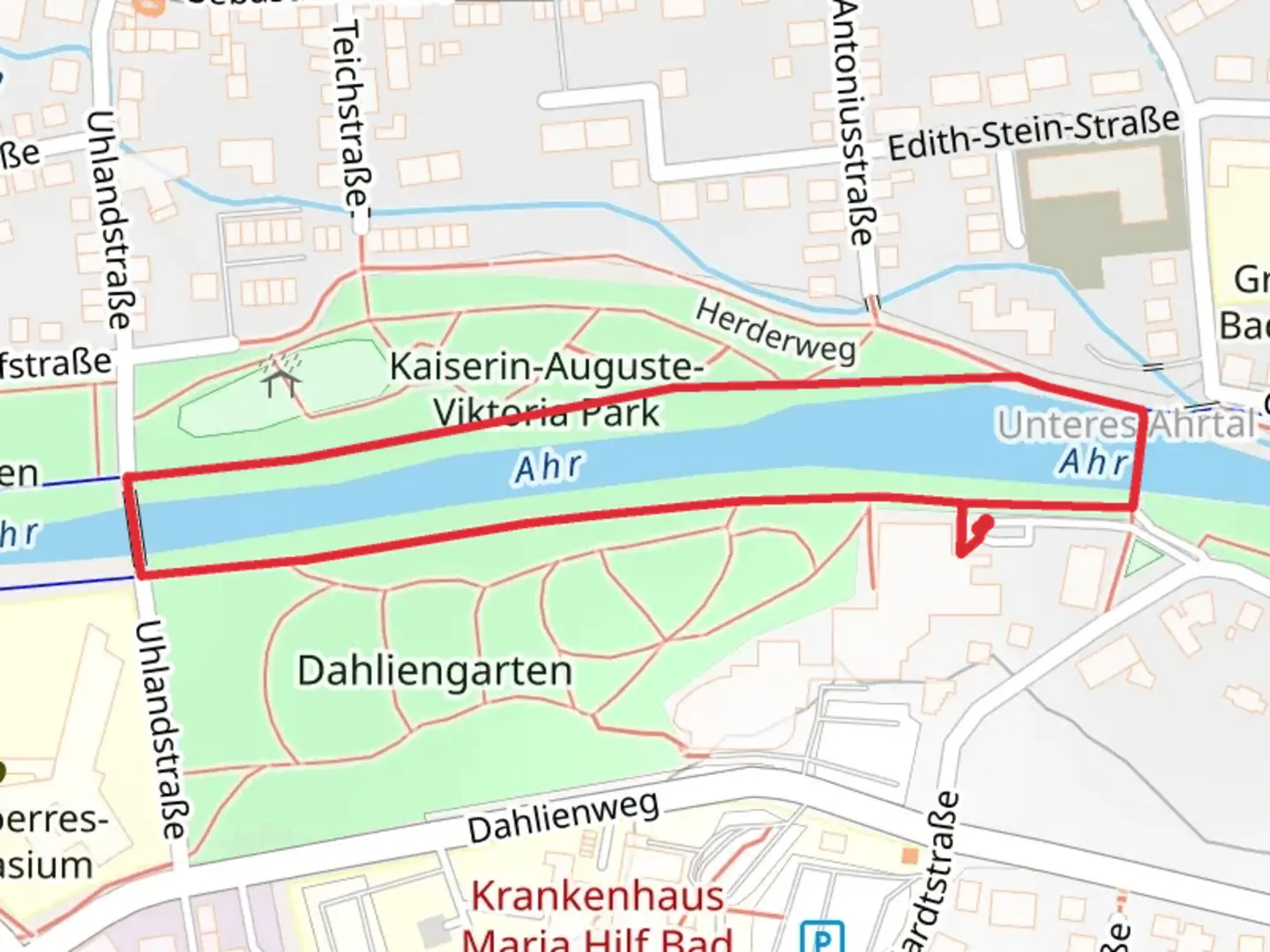 An image depicting the trail River Ahr Loop via Dahliengarten and its surrounding area.