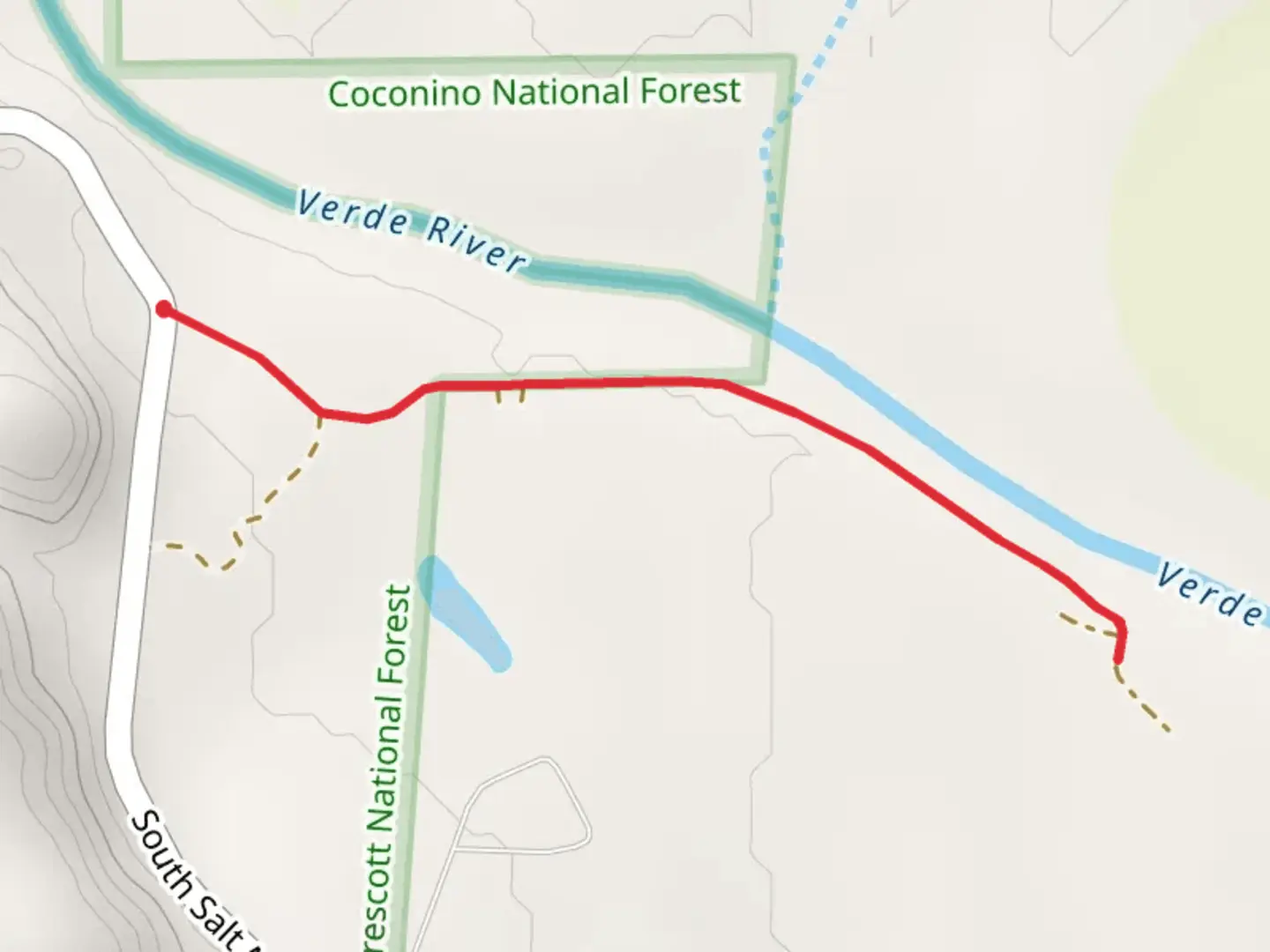 An image depicting the trail Verde River Out and Back and its surrounding area.