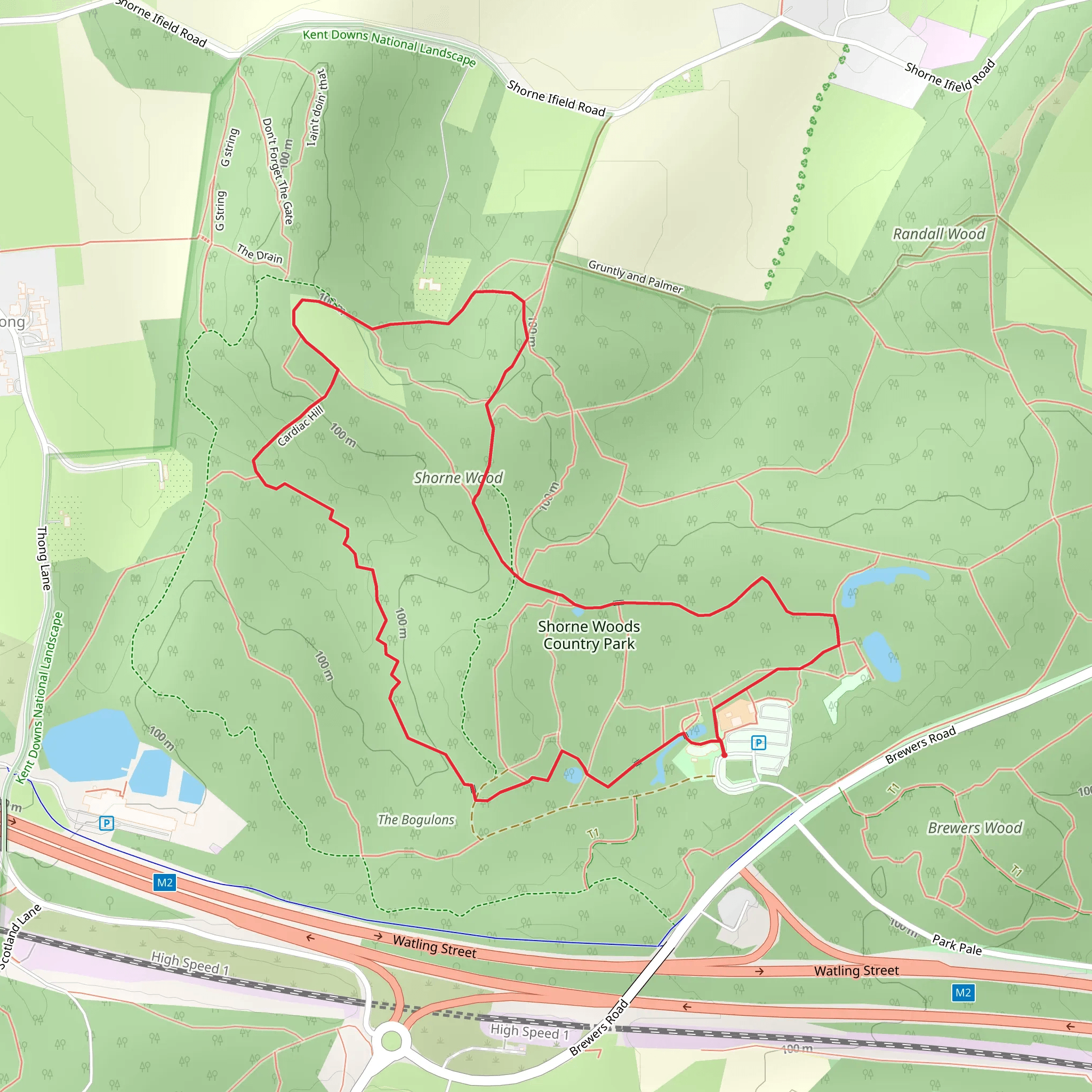 Shorne Woods Country Park Loop mobile static map