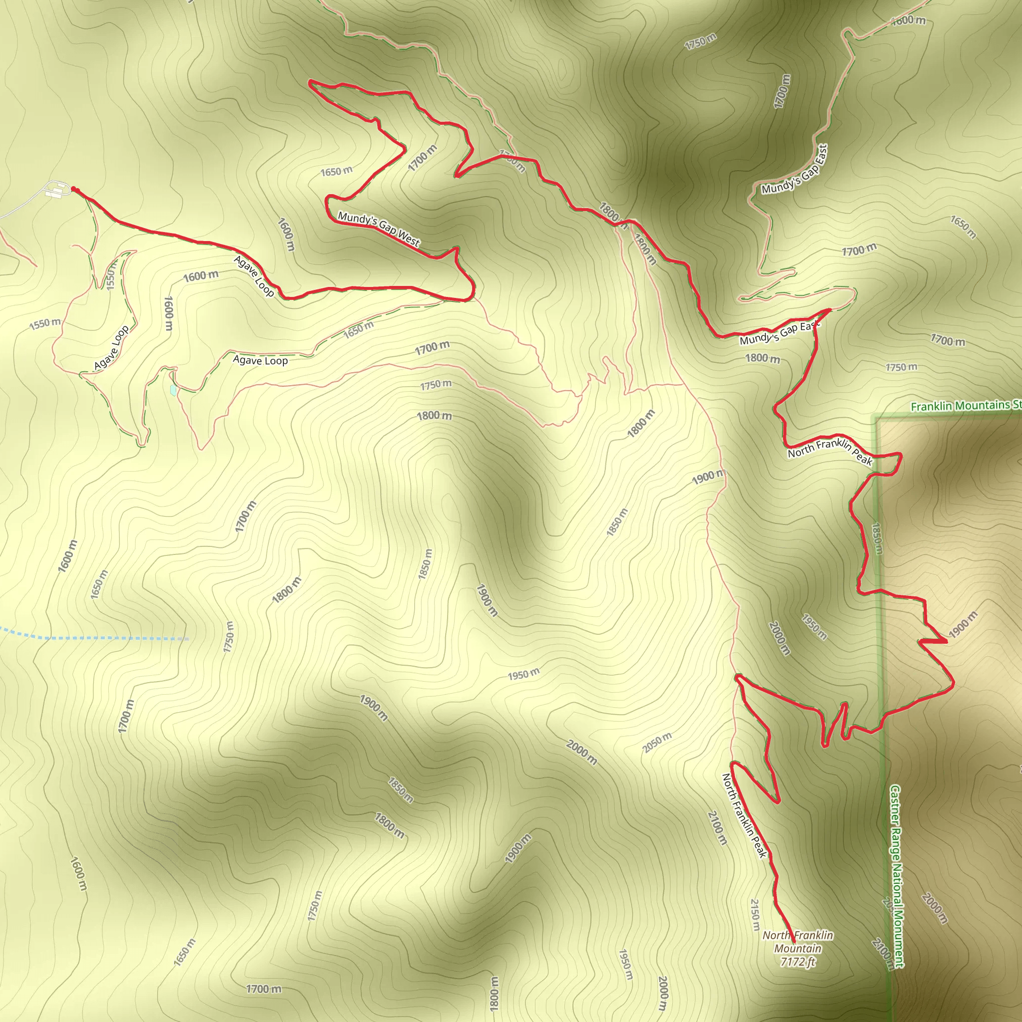 North Franklin Mountains mobile static map