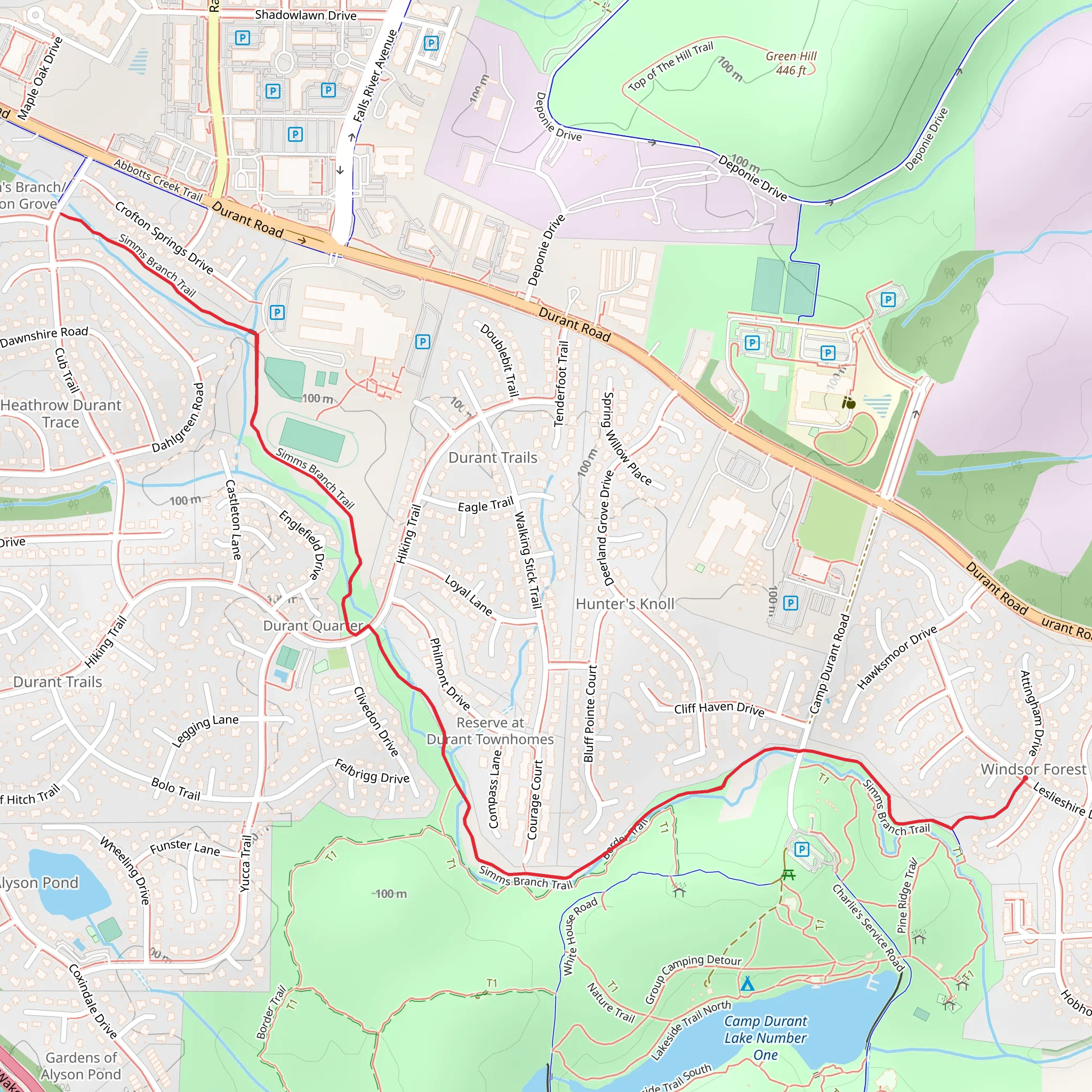 Simms Branch Trail mobile static map