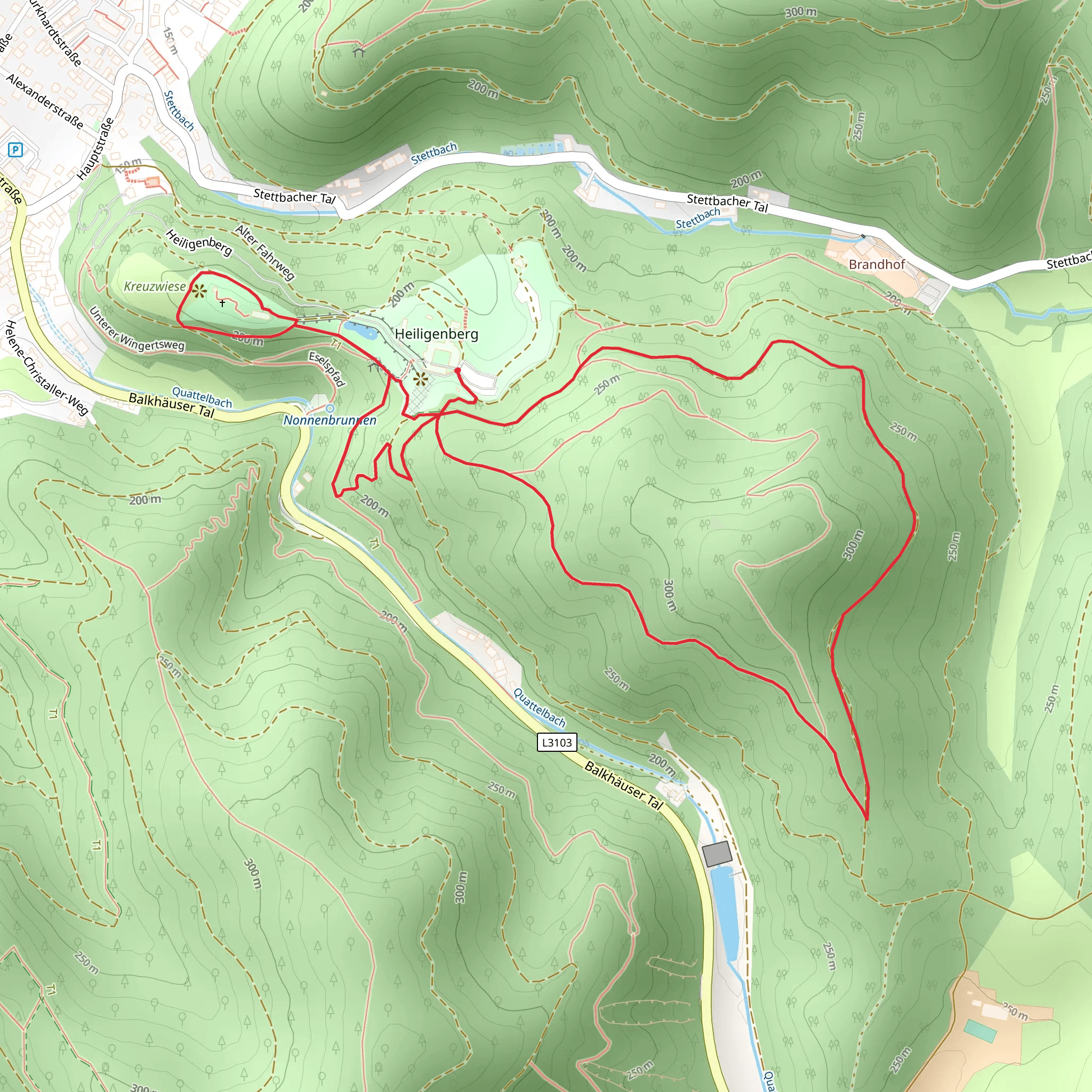 Klosterruine Heiligenberg and Marienberg Loop via Jugenheim Laudenbach mobile static map