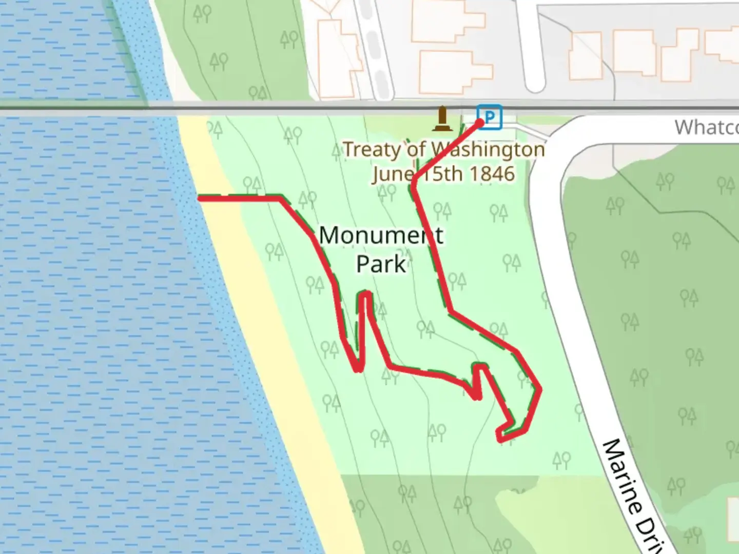 An image depicting the trail Monument Park and its surrounding area.