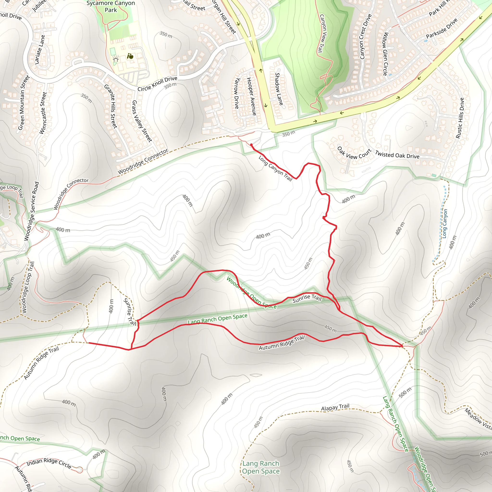 Long Canyon, Autumn Ridge and Sunrise Loop Trail mobile static map