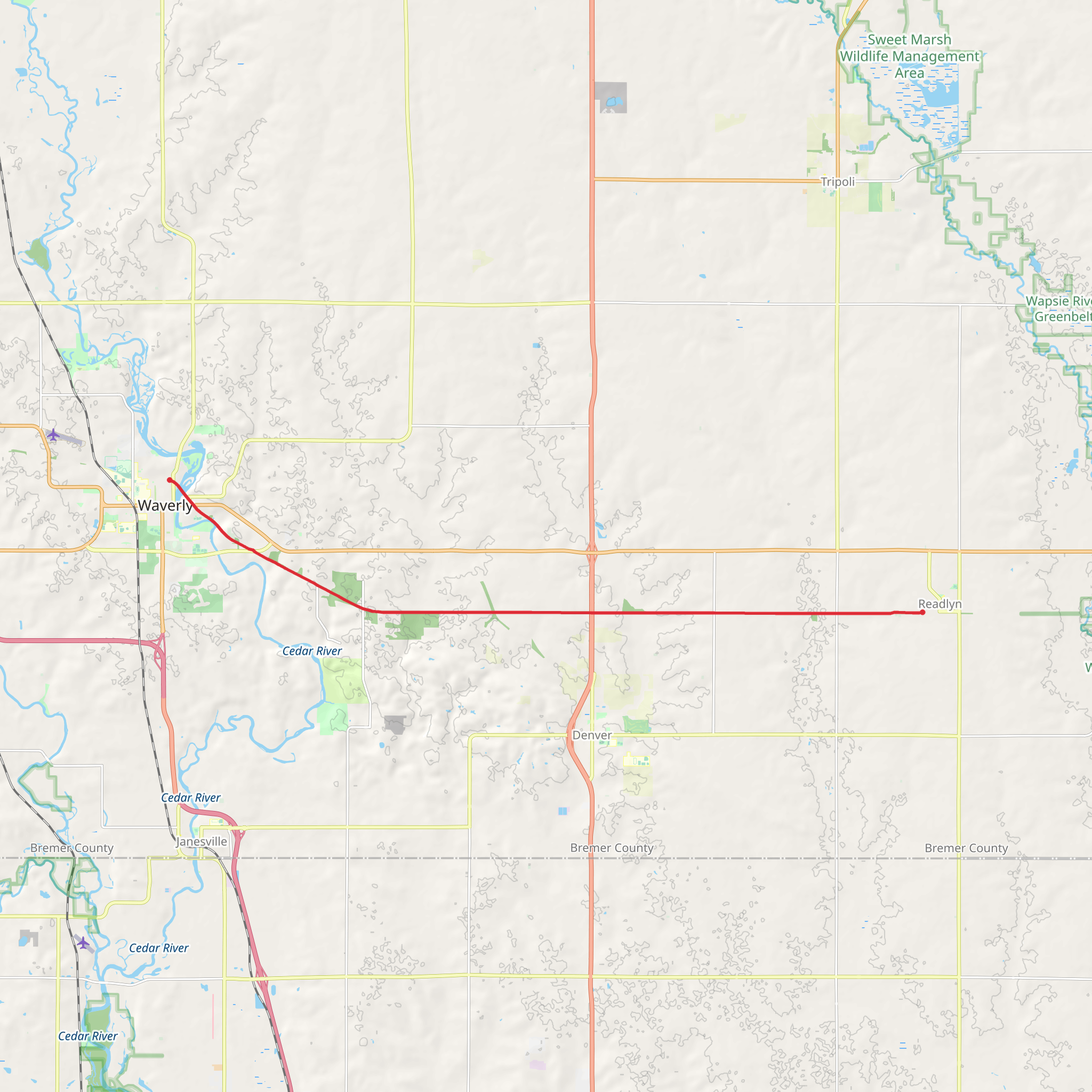 Waverly Rail Trail mobile static map