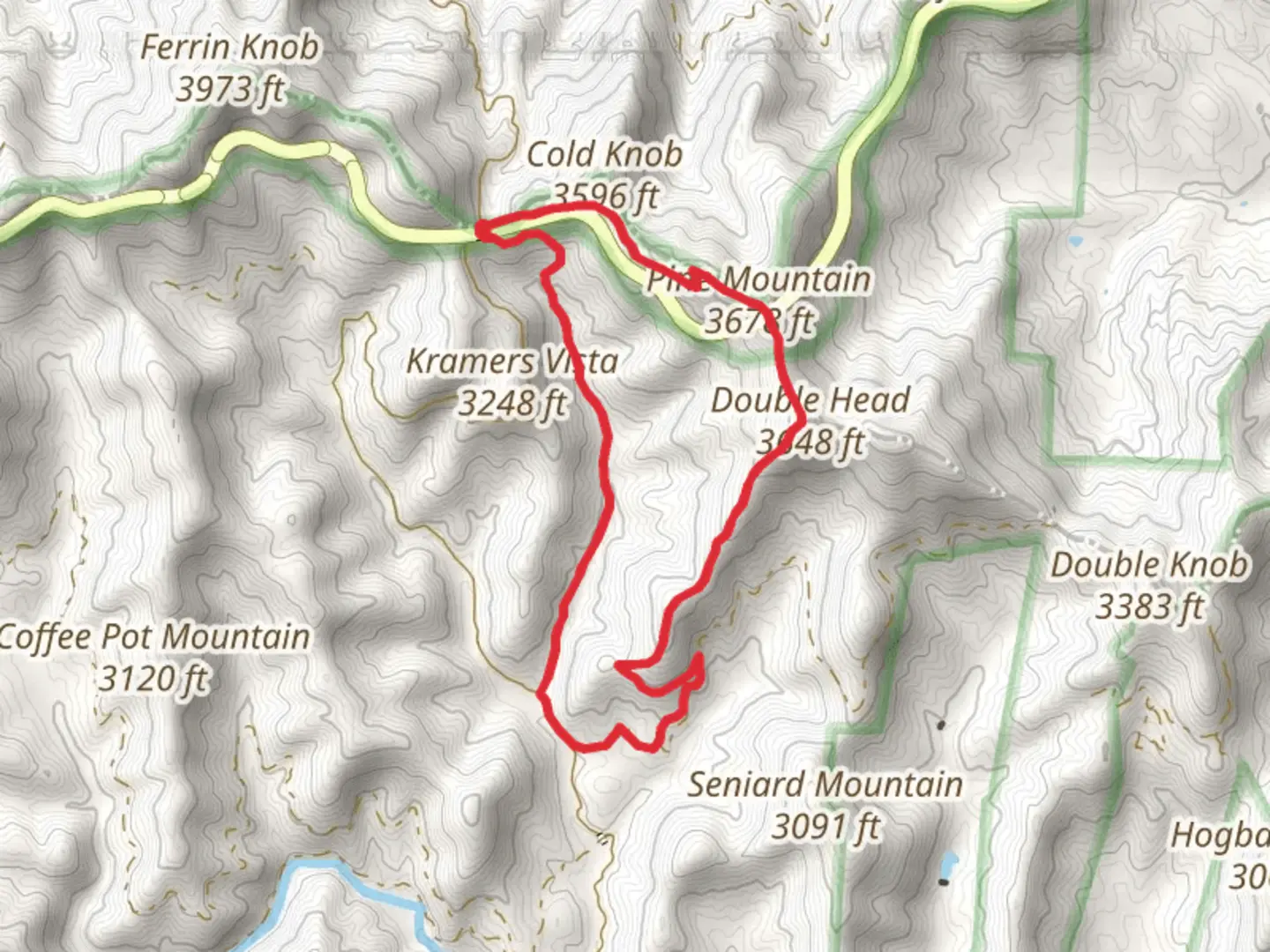 An image depicting the trail Pine Mountain Trail and Bad Fork Loop Trail and its surrounding area.
