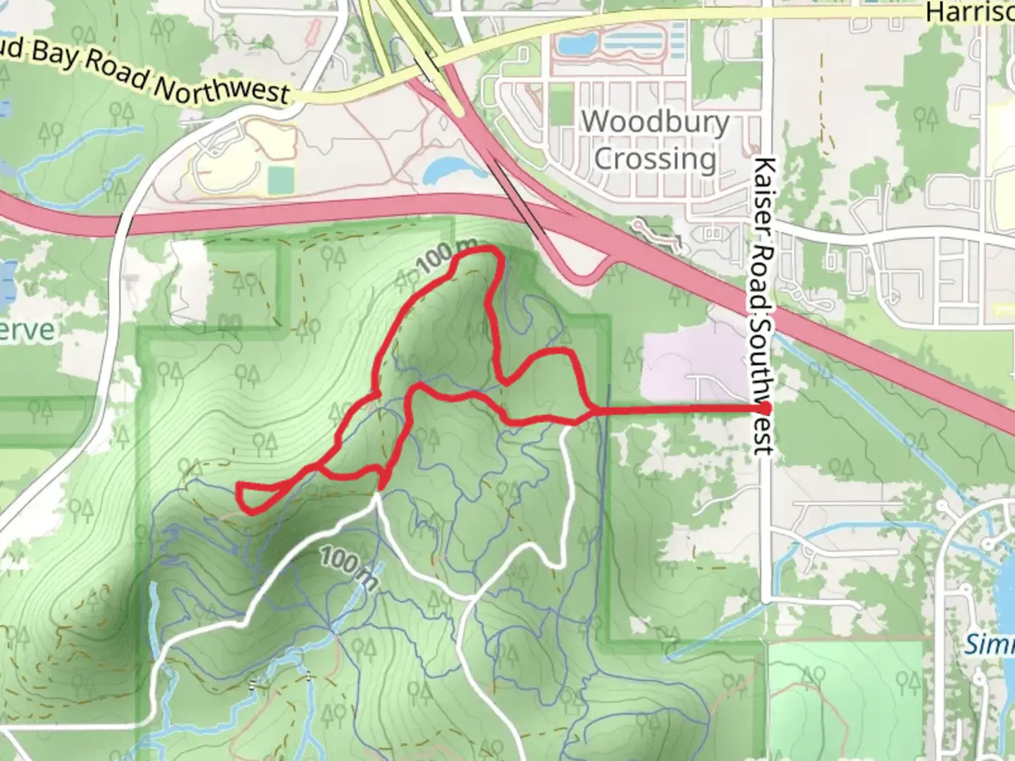 An image depicting the trail Eager Beaver and Flag Loop and its surrounding area.