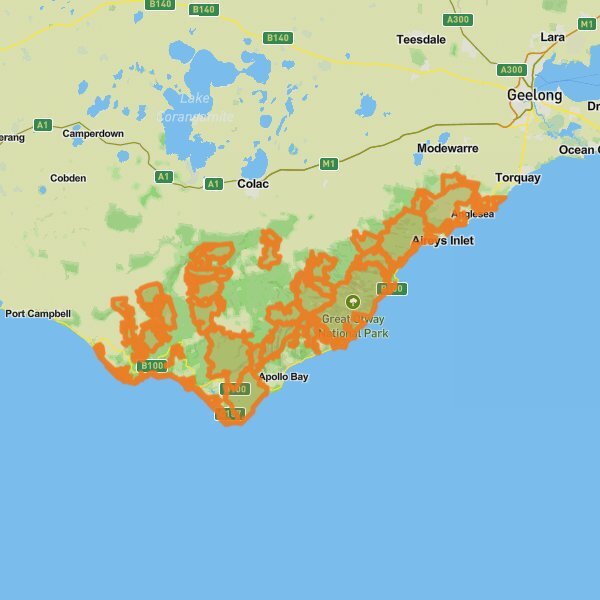Great Otway National Park mobile static map
