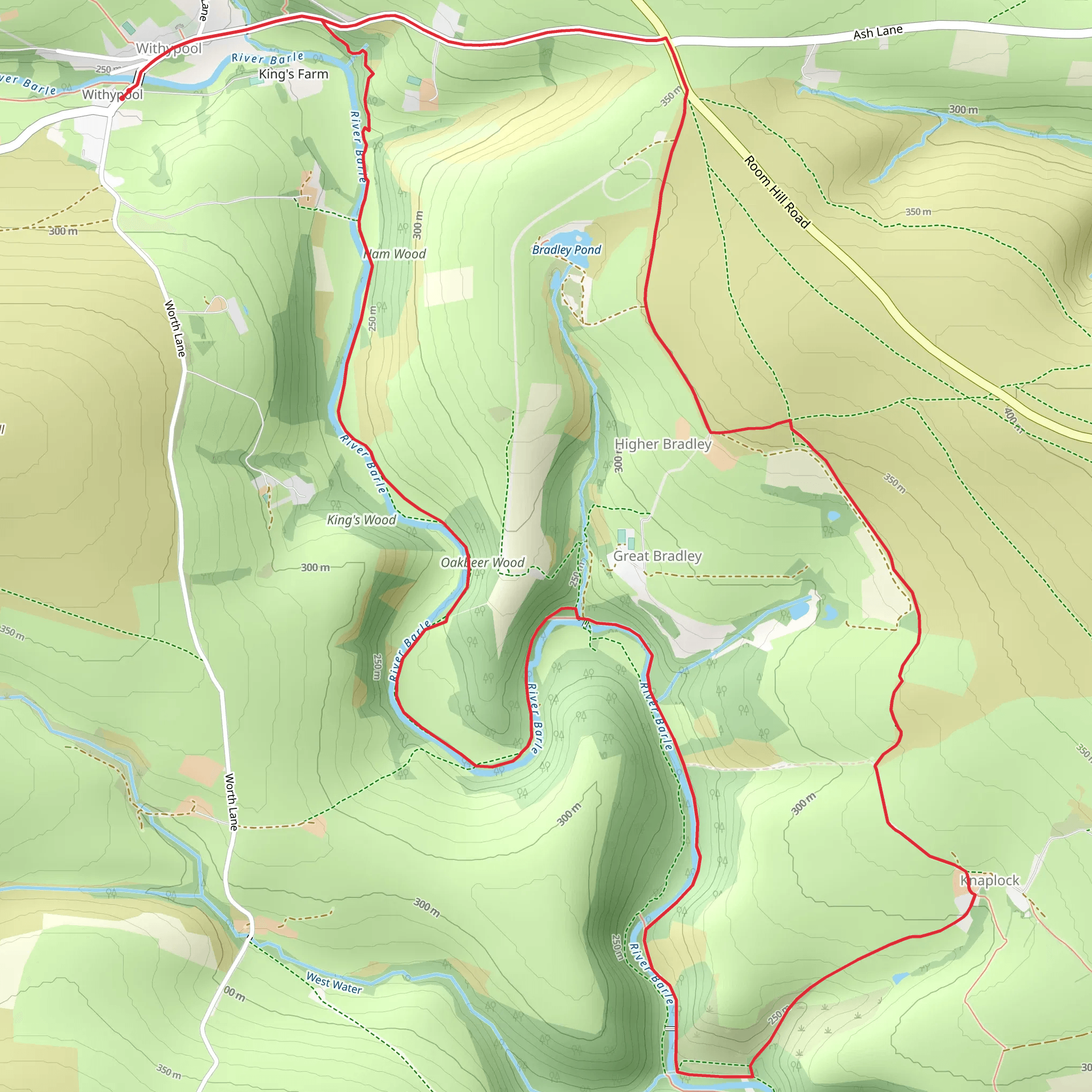 Withypool and Knaplock Loop mobile static map