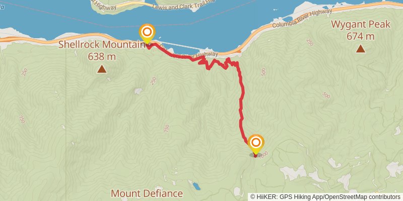 Starvation Ridge Trail via Historic Columbia River Highway State Trail stage 2 Map