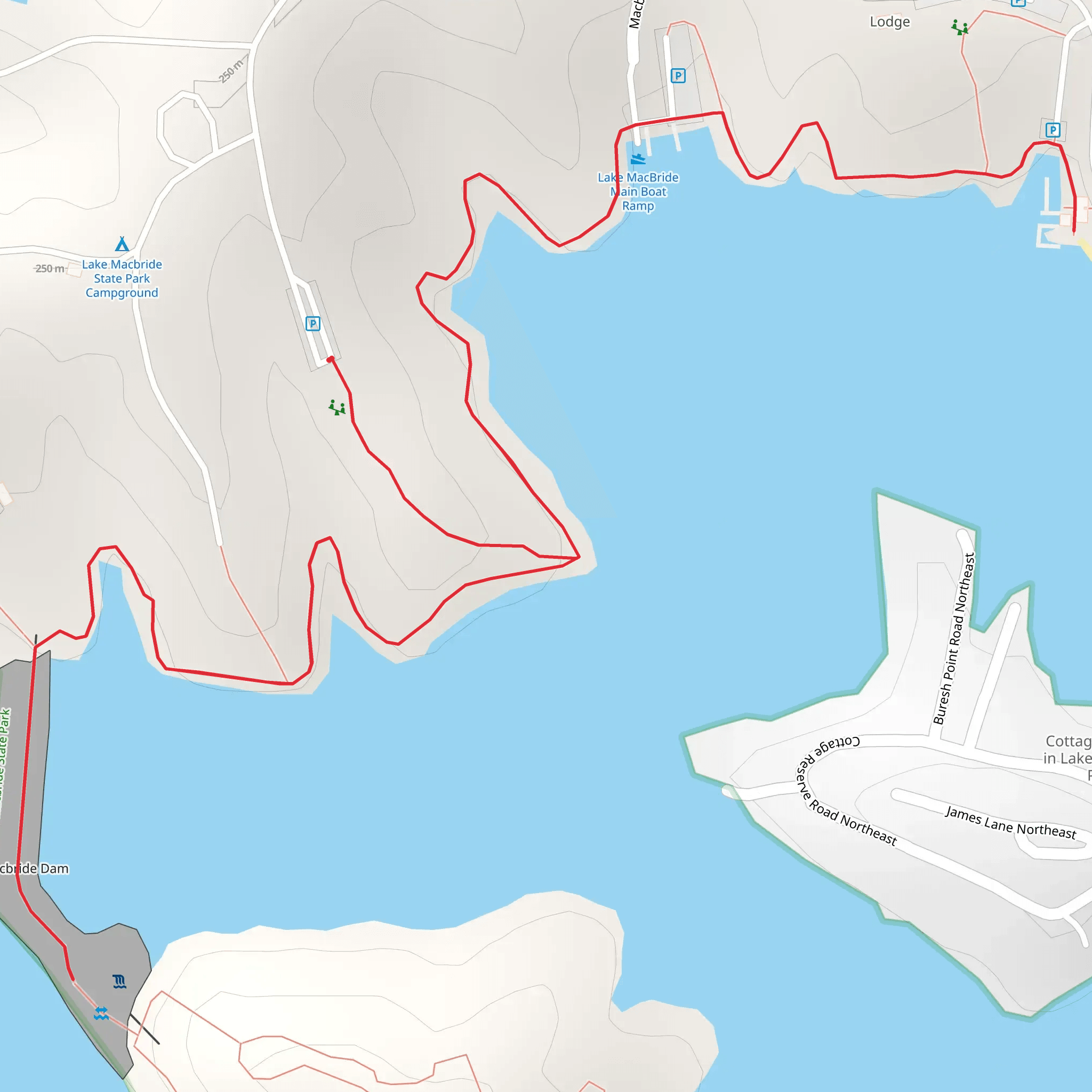 Beach to Dam Trail - Lake MacBride mobile static map