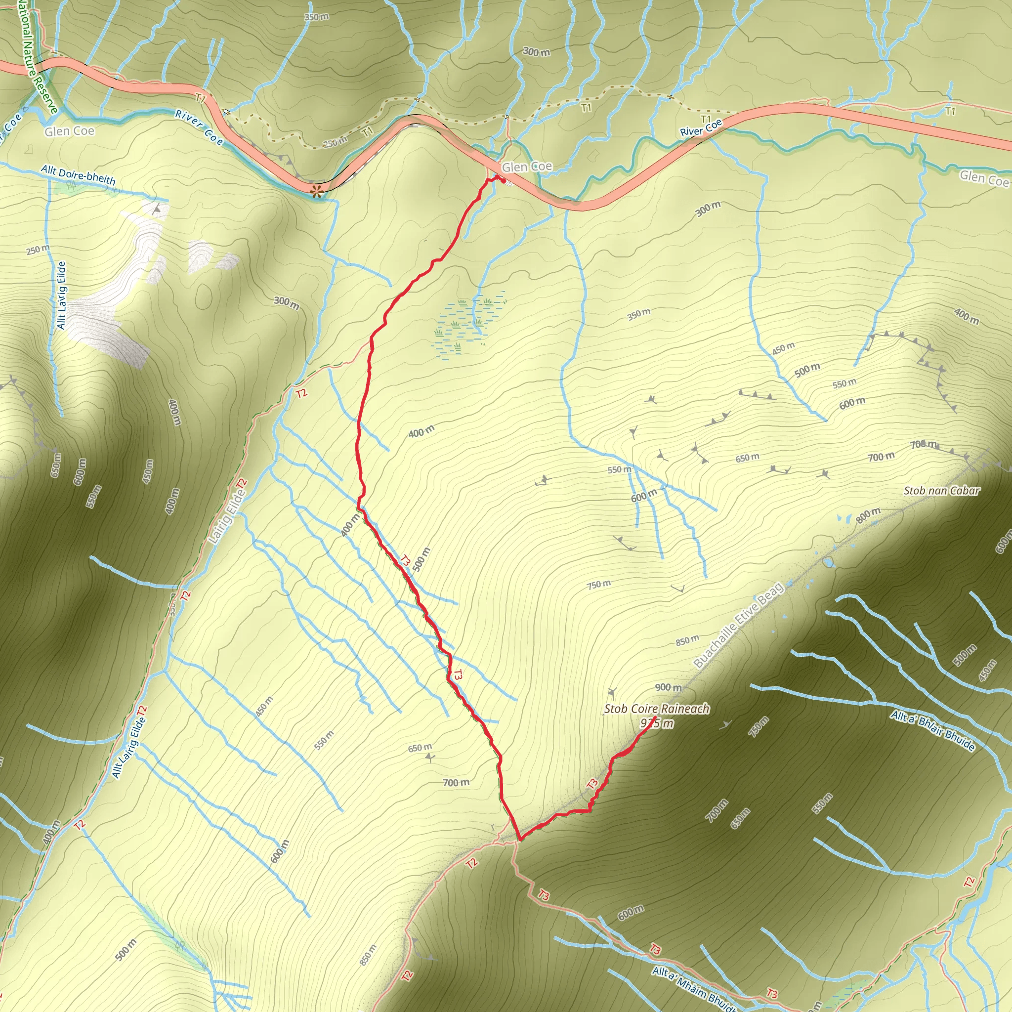 Stob Coire Raineach - Buachaille Etive Beag mobile static map