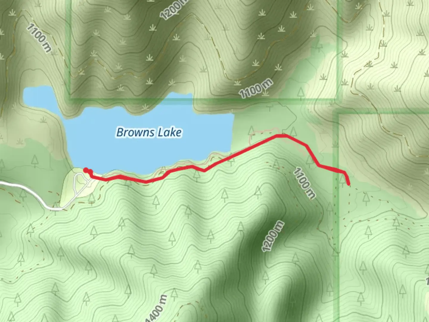 An image depicting the trail Browns Lake Trail and its surrounding area.