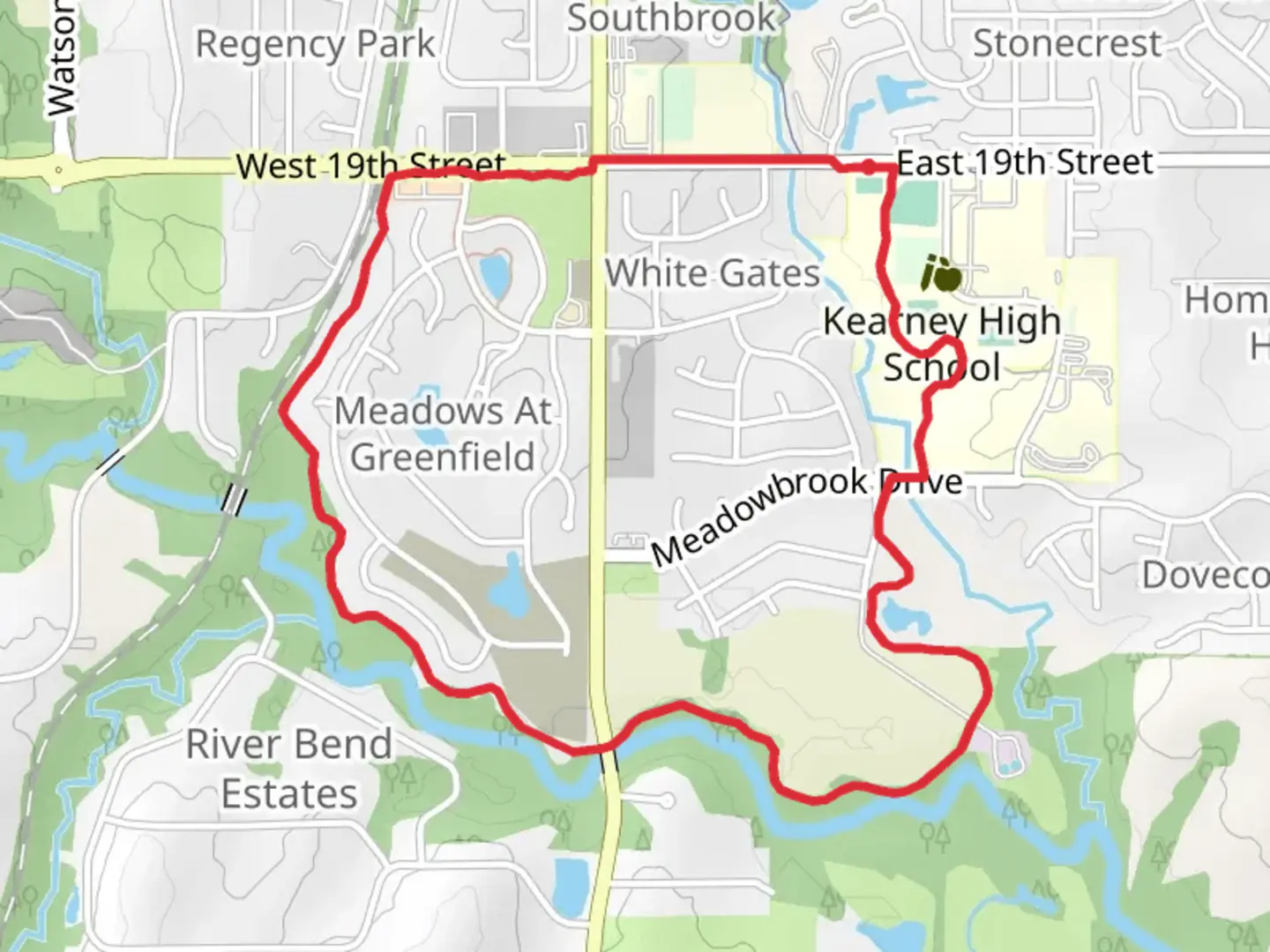 An image depicting the trail Fiishing River Loop and its surrounding area.