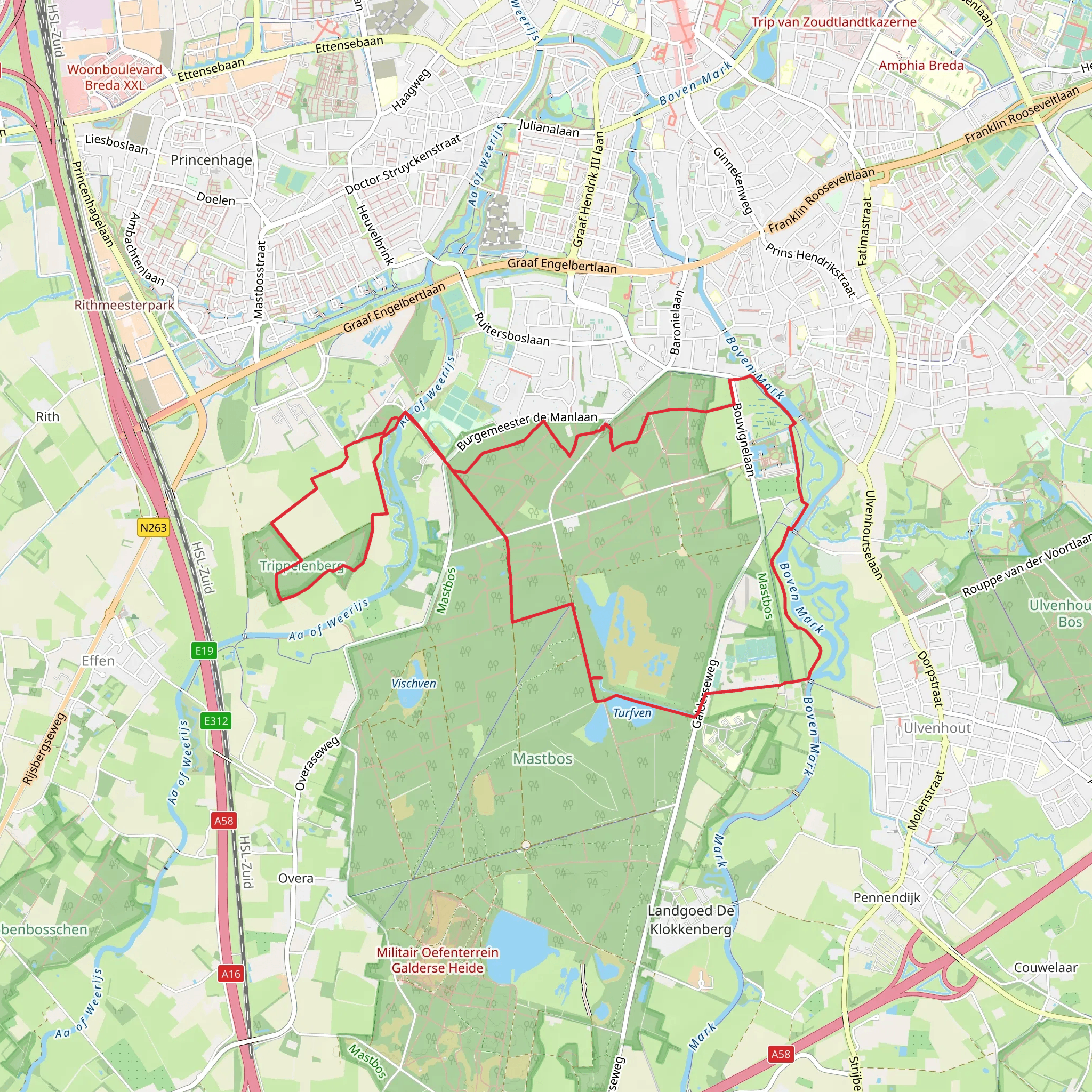 Gevangenis and Trippelenberg Loop mobile static map