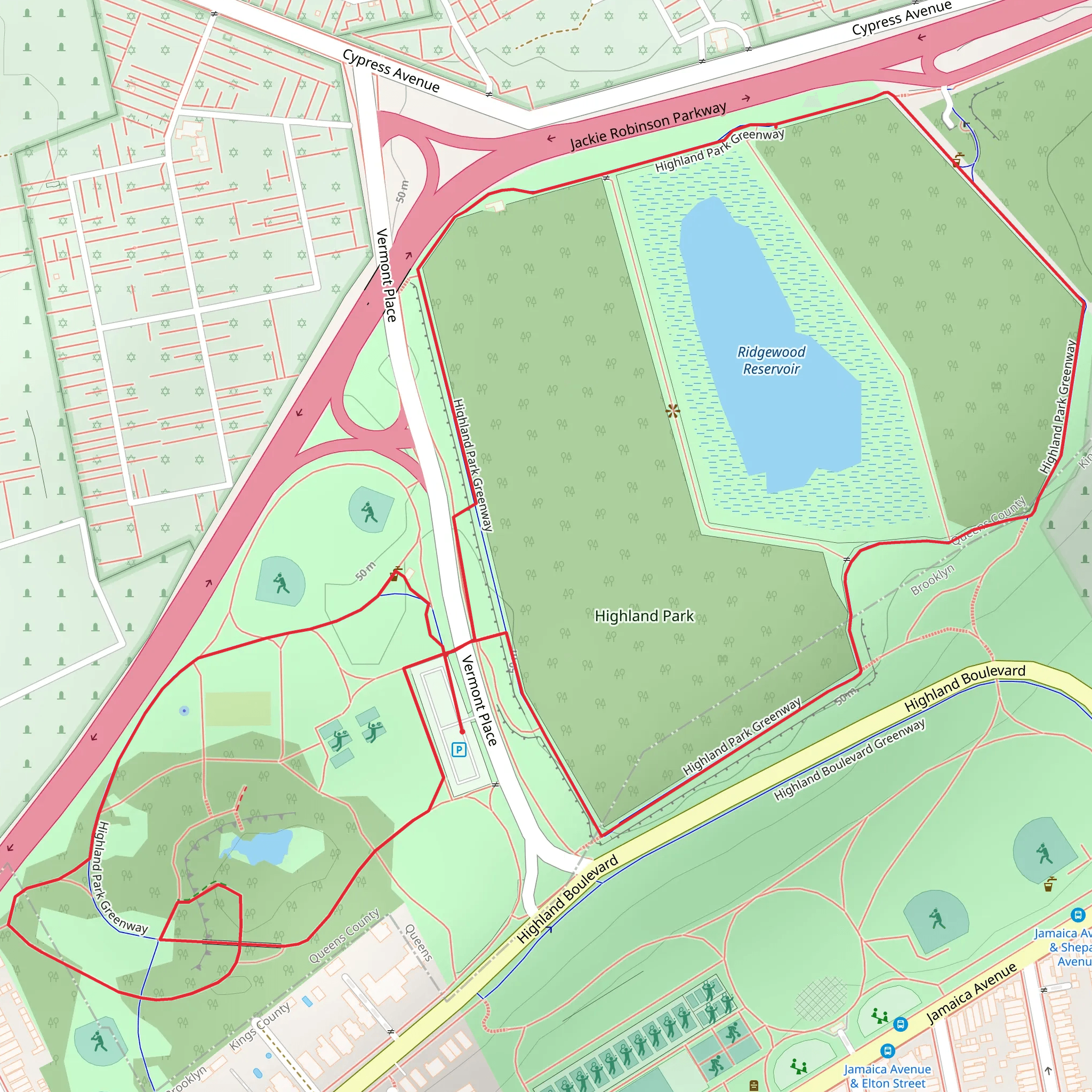 Ridgewood Reservoir Loop mobile static map