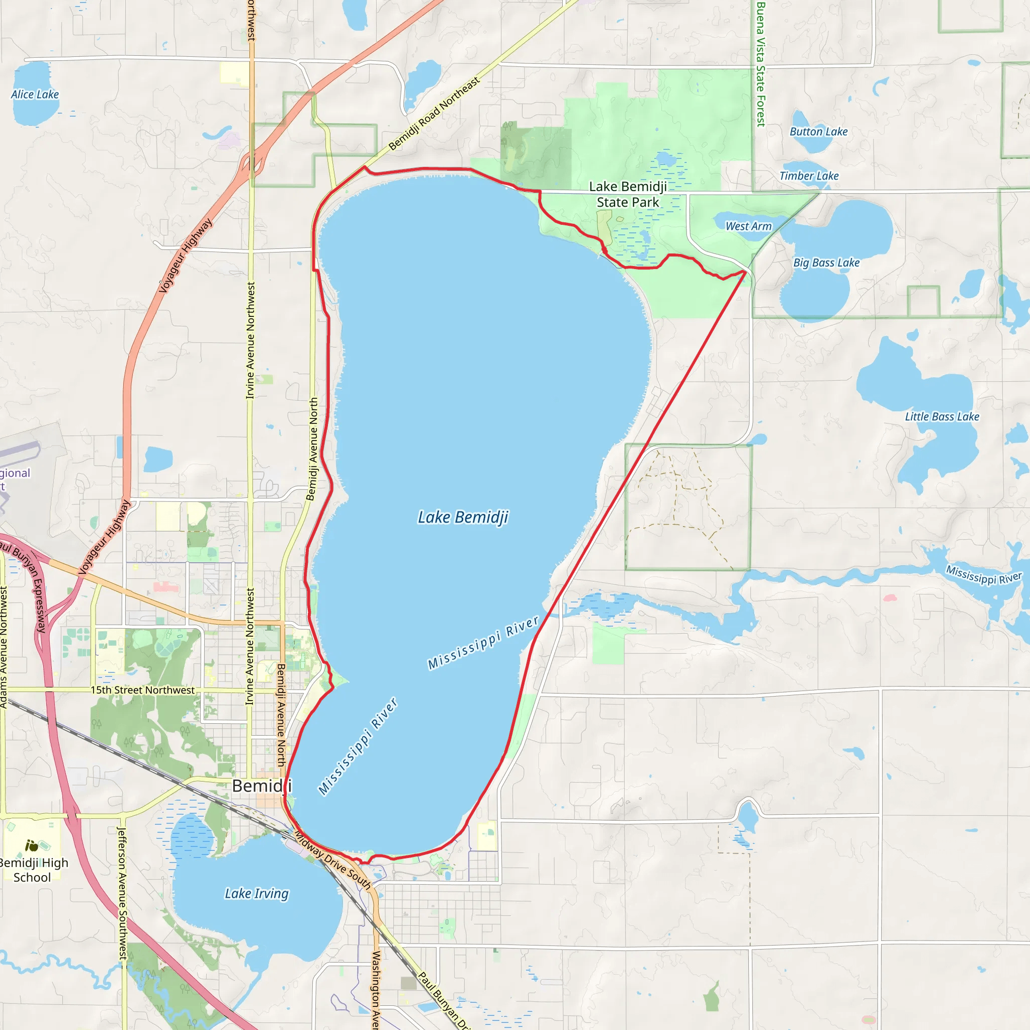 Lake Bemidji Loop mobile static map