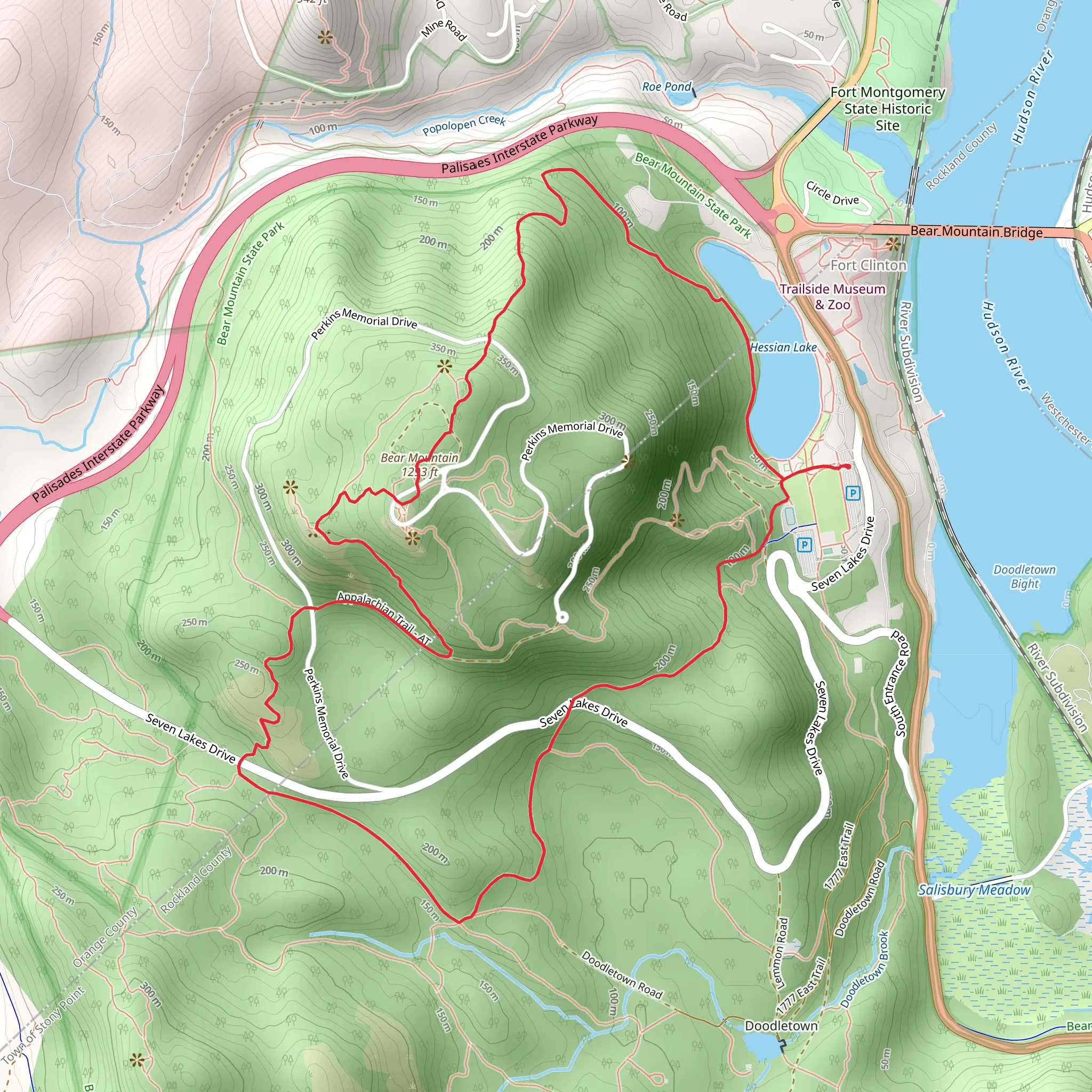 Hessian Lake and Bear Mountain via Suffern-Bear Mountain Trail mobile static map