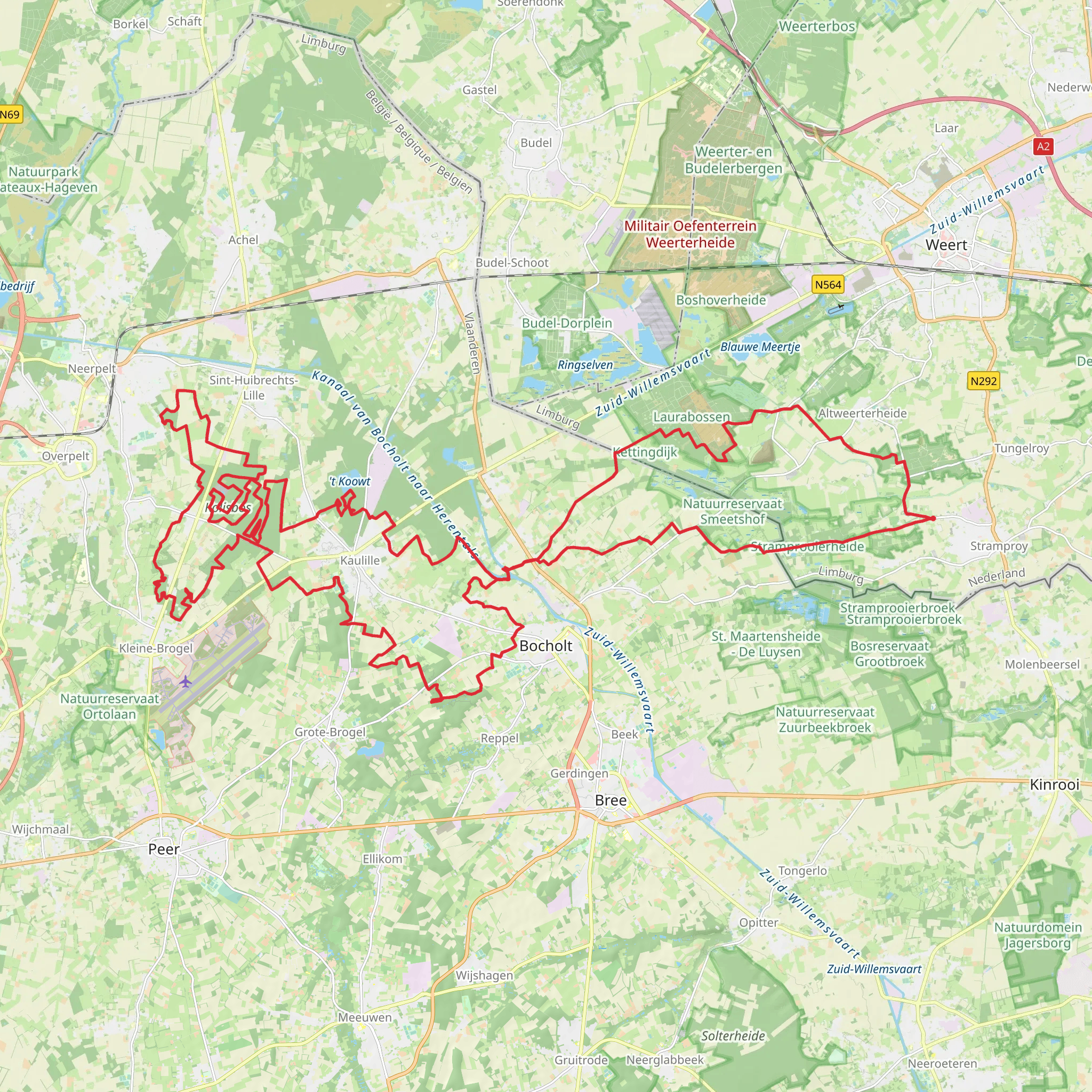 Alweerterheide Rode Driehoek, Laurabossen Blauwe Ruit and Goolderroute Loop mobile static map