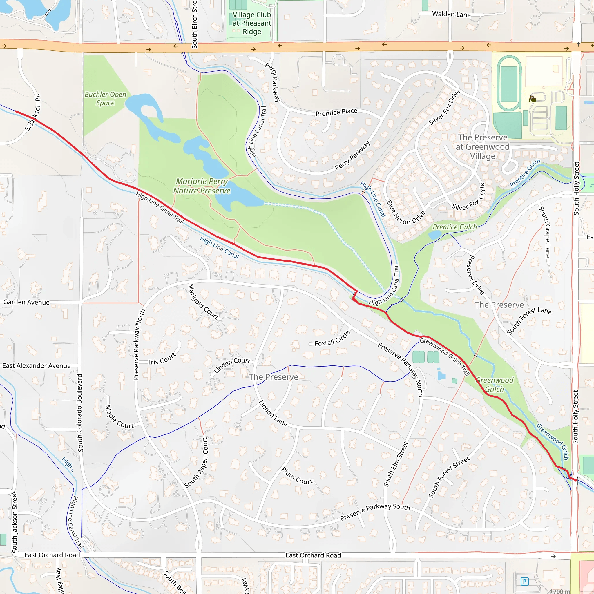 Greenwood Gulch Trail and Highline Canal Trail mobile static map