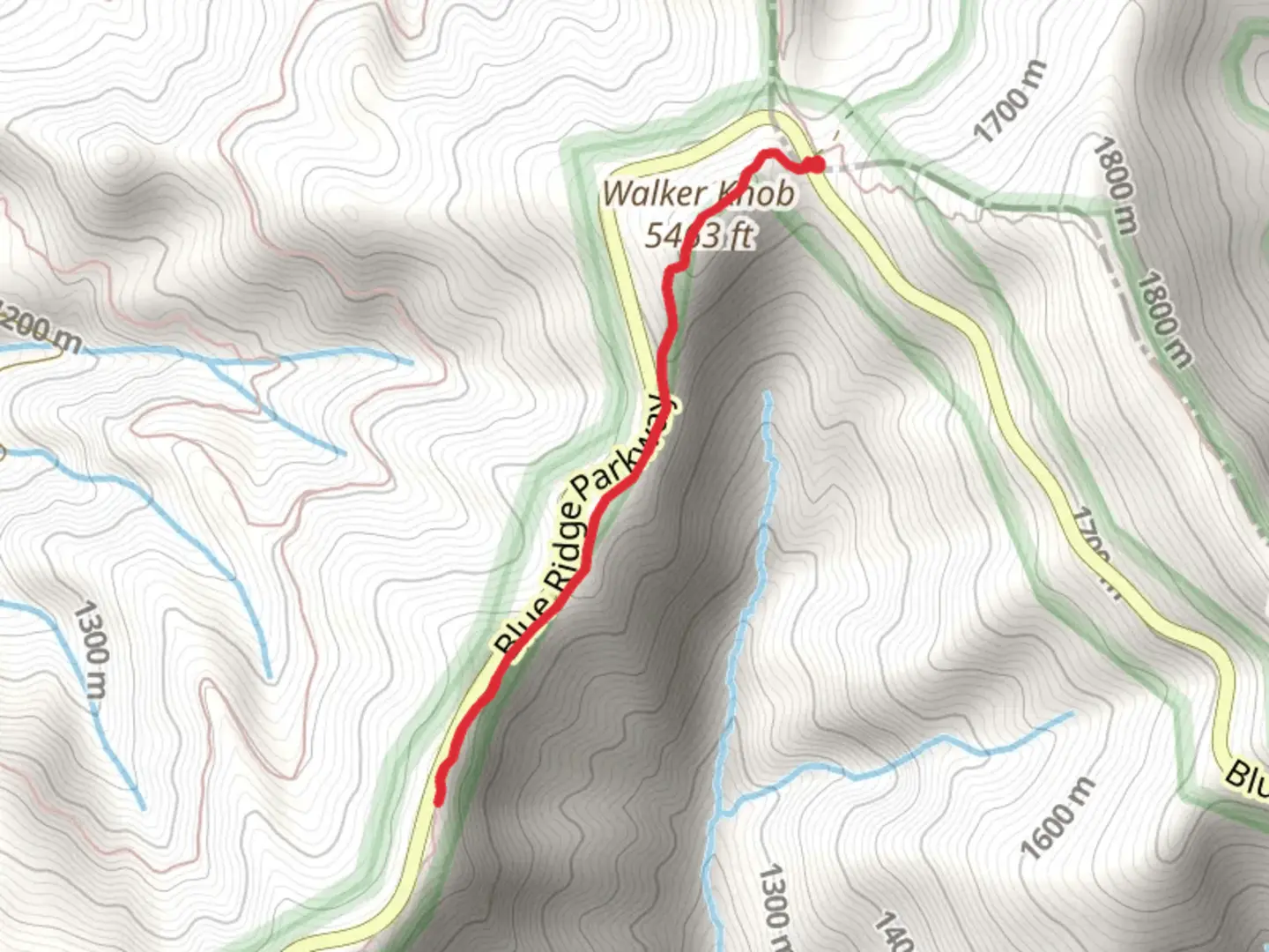 An image depicting the trail Walker Knob Overlook and its surrounding area.