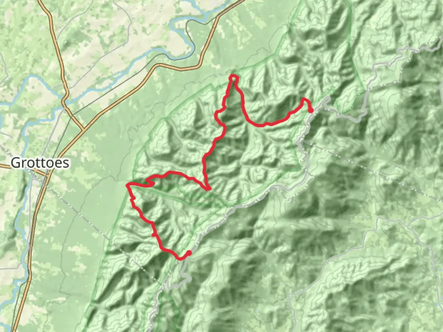 An image depicting the trail Rockytop and Austin Mountain via Rockytop Trail and its surrounding area.