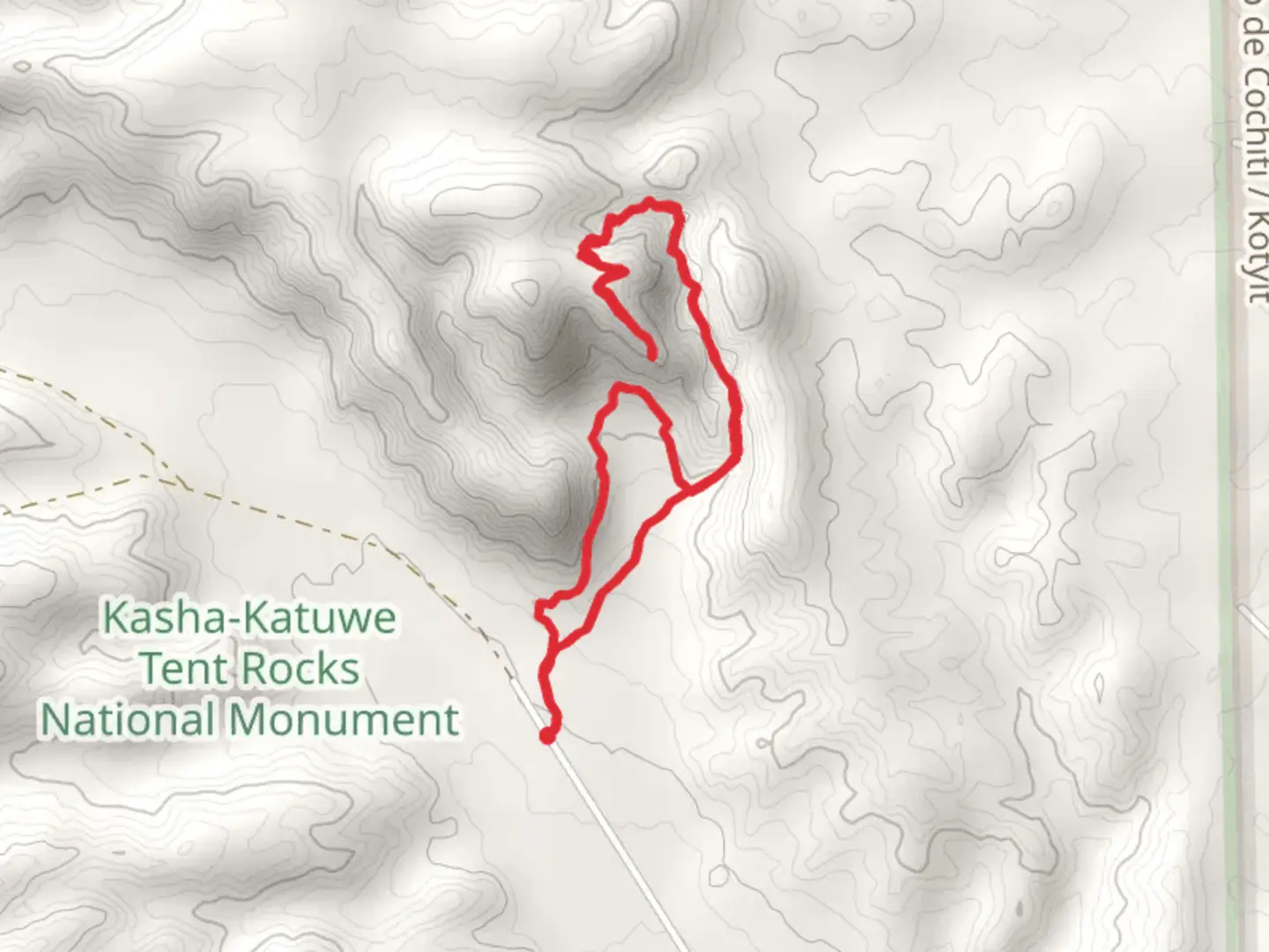 An image depicting the trail Slot Canyon Trail and Cave Loop Trail and its surrounding area.