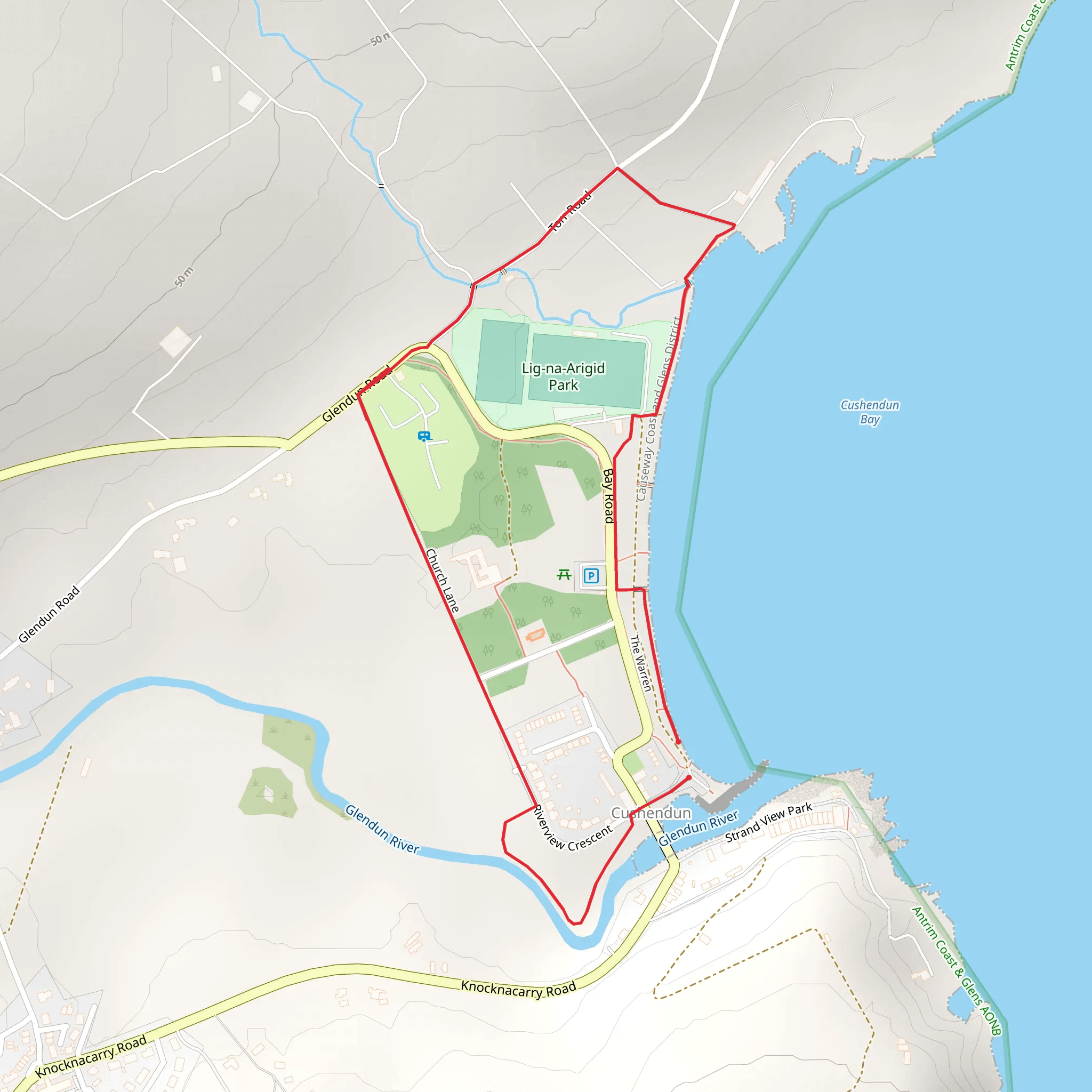 Cushendun Long Walk mobile static map