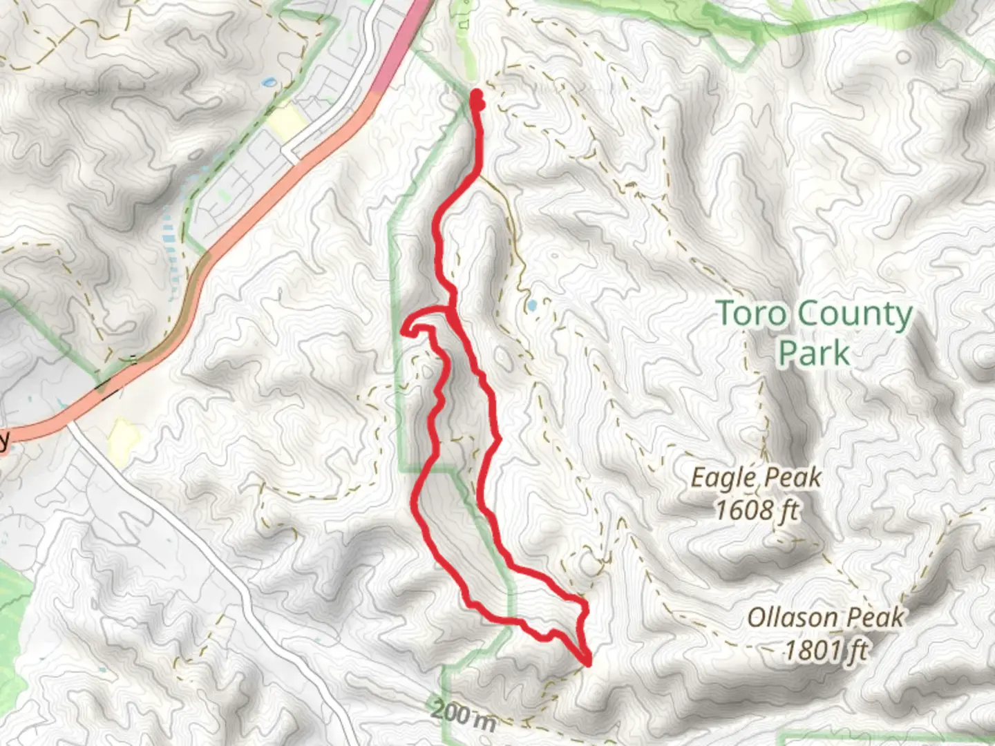 An image depicting the trail Meyers Loop and its surrounding area.