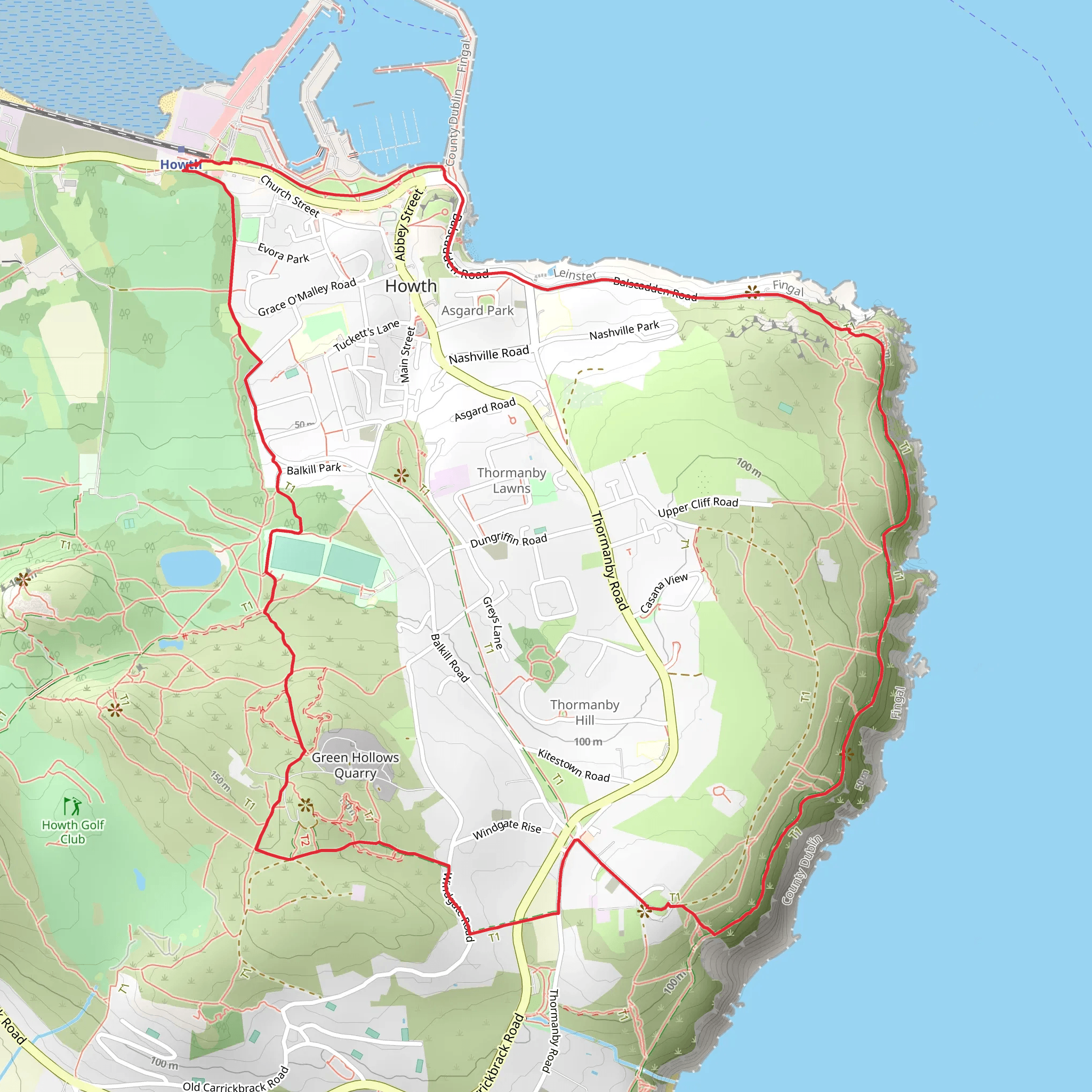 Howth Black Linn Loop - Red mobile static map