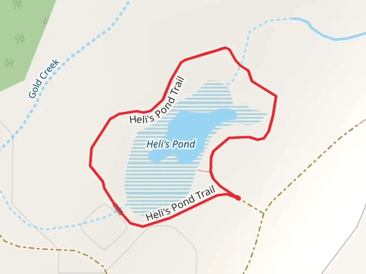 An image depicting the trail Heli's Pond Loop and its surrounding area.