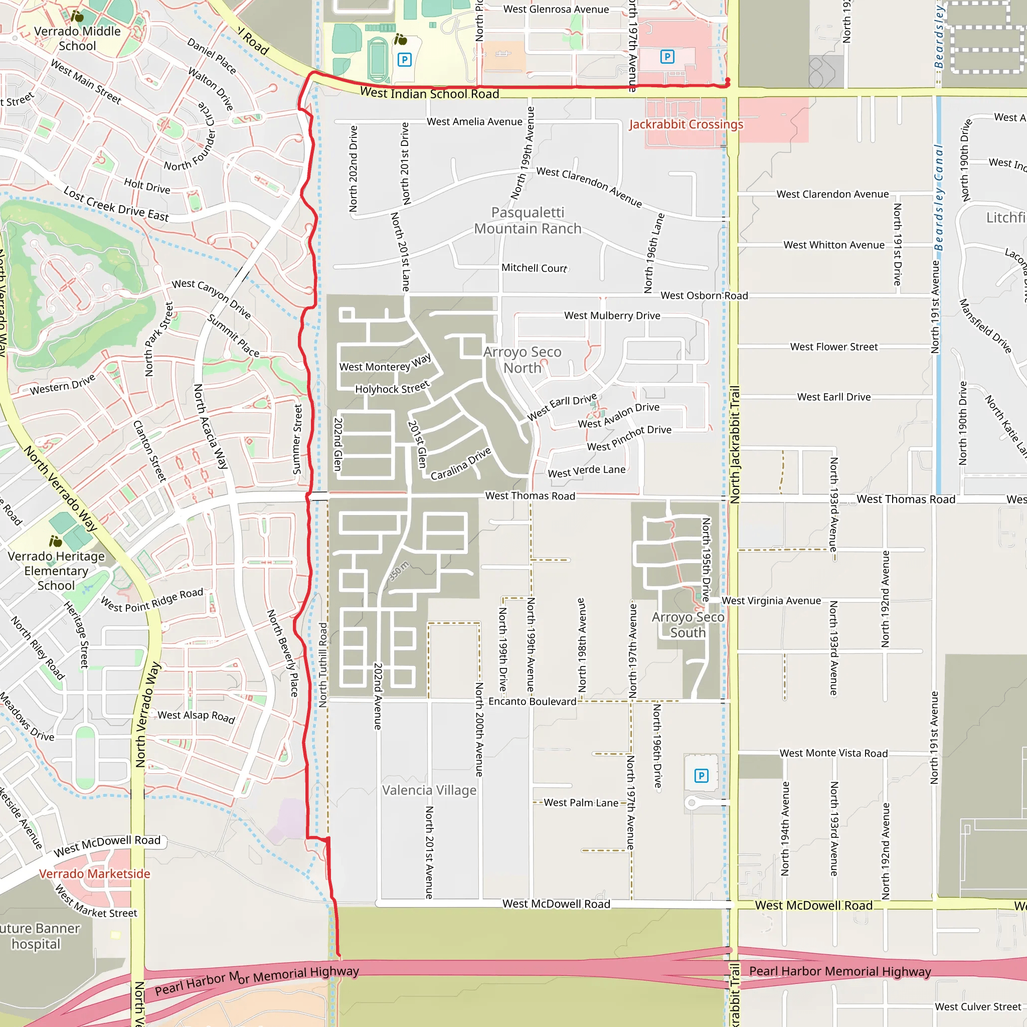 Maricopa Trail from North 195th Avenue mobile static map