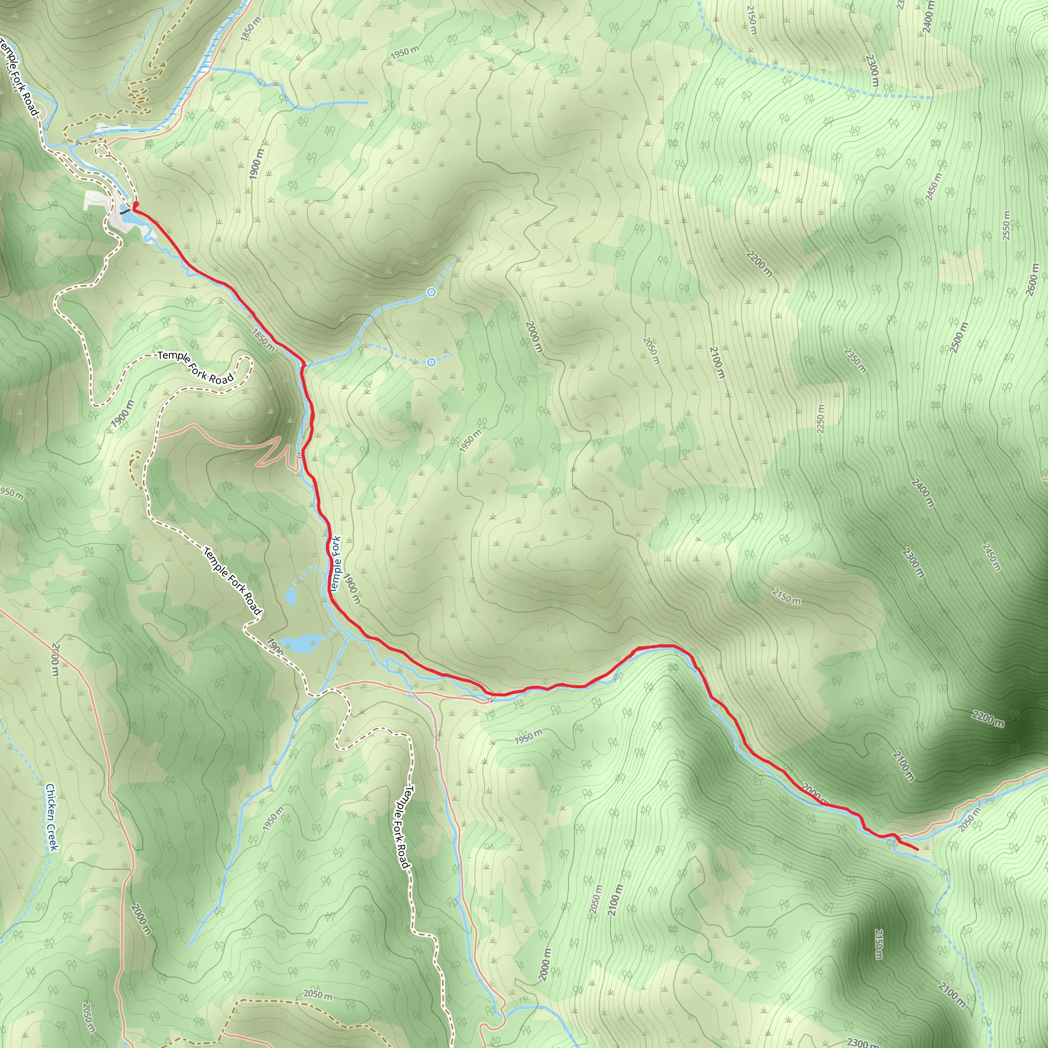 Temple Fork Sawmill Trail mobile static map