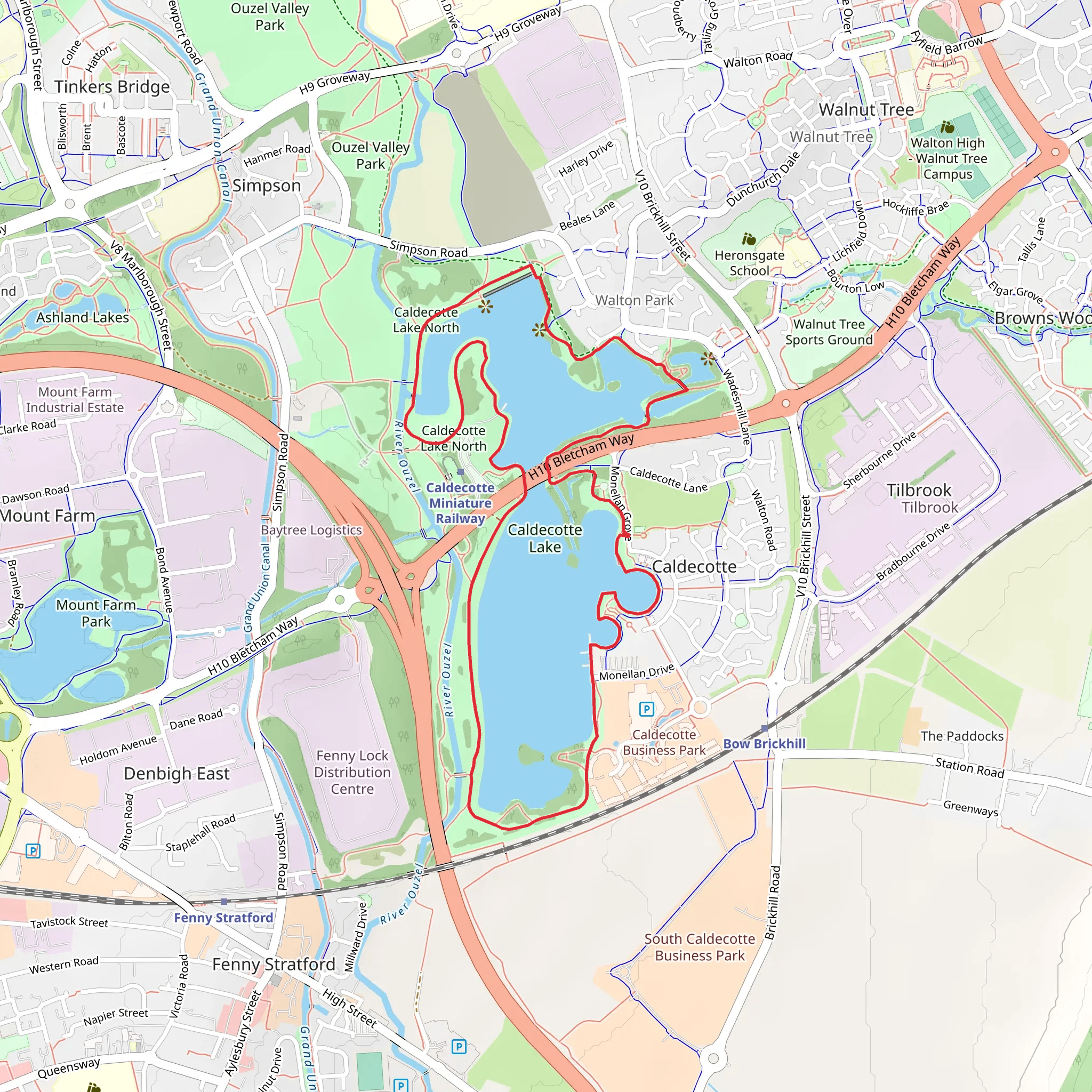 Caldecotte Lake North and Caldecotte Lake Loop mobile static map