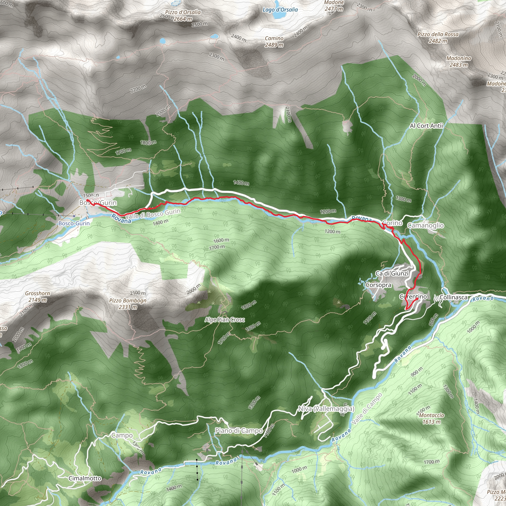 Cerentino to Bosco Gurin mobile static map
