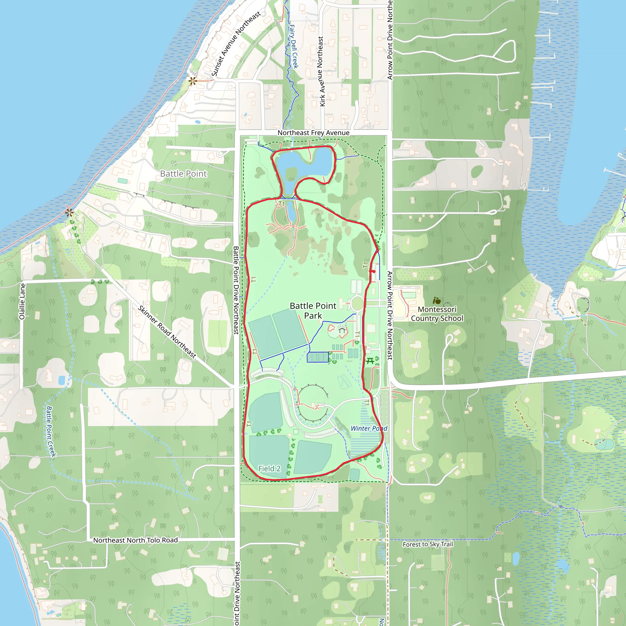 Battle Point Park Trail mobile static map