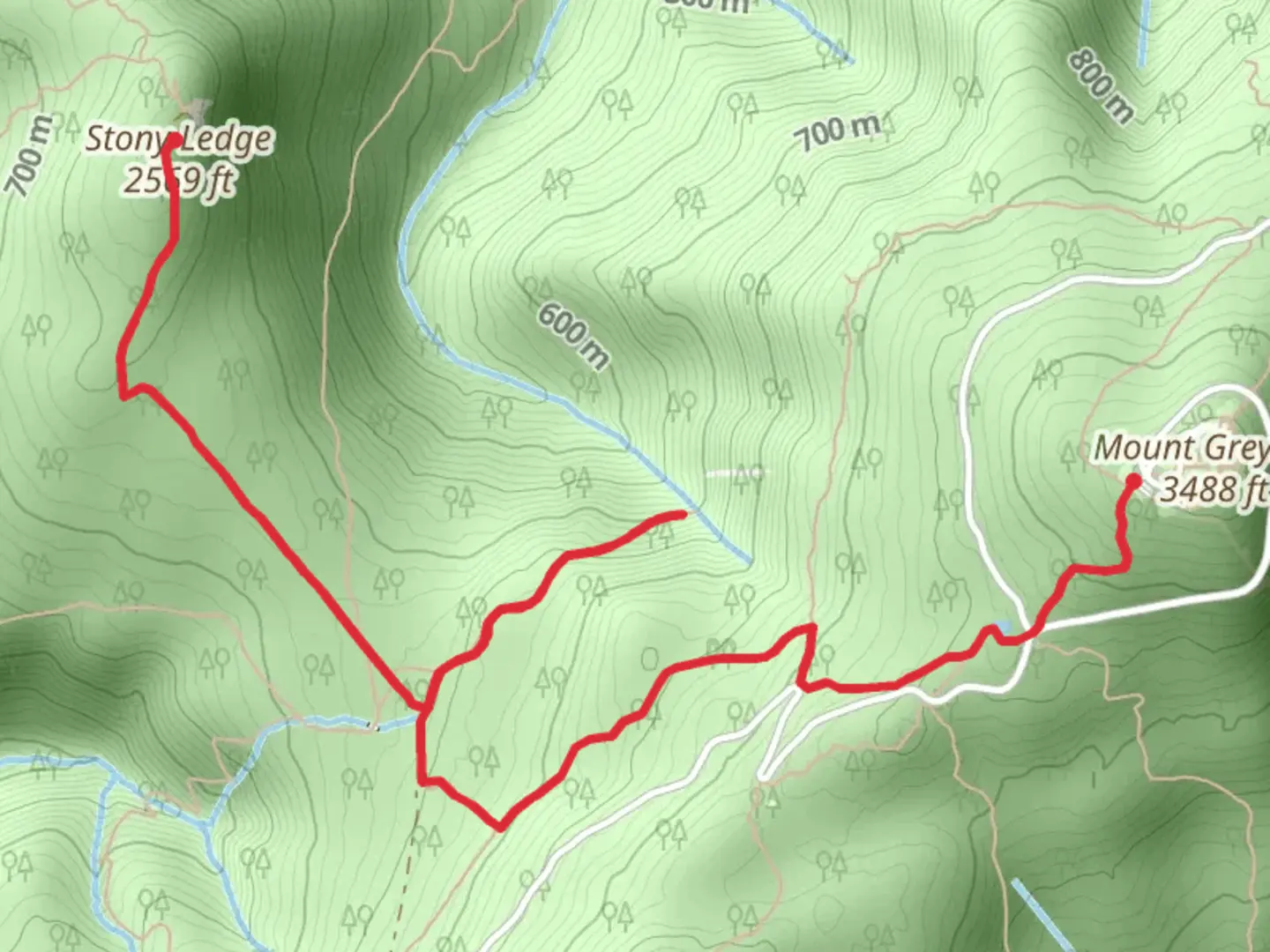 An image depicting the trail March Cataract and Stony Ledge Trail and its surrounding area.