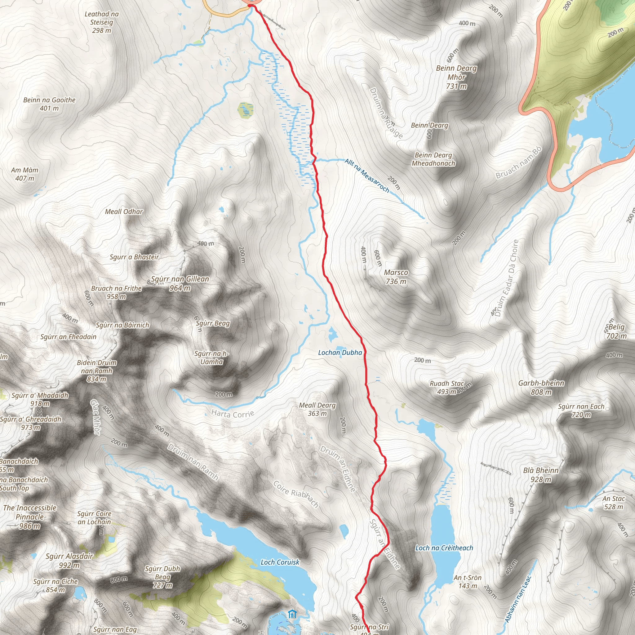 Druim Hain and Sgurr na Stri Walk via Sligachan mobile static map