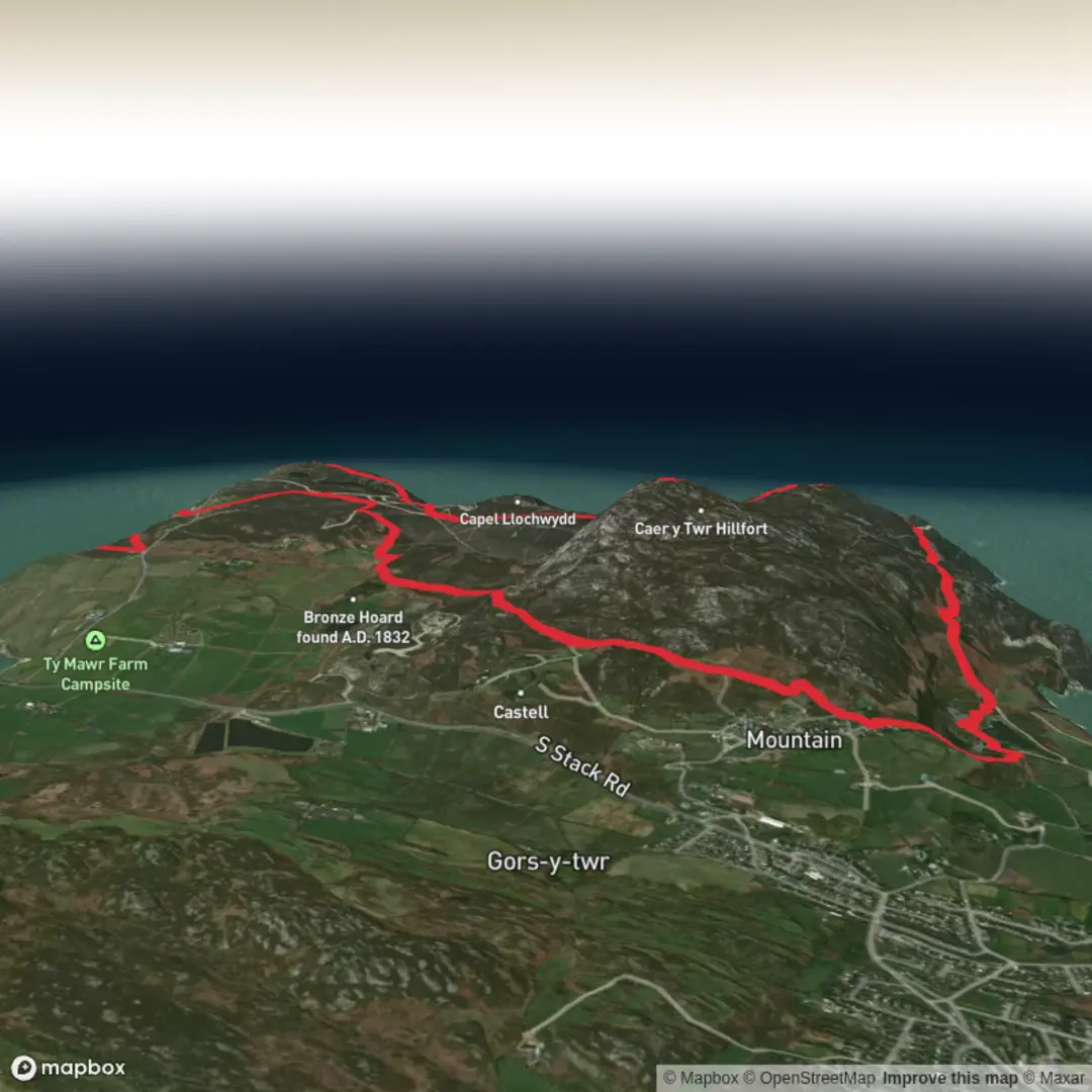 An image depicting the trail South Stack (Holyhead) - Upper Limits UK and its surrounding area.